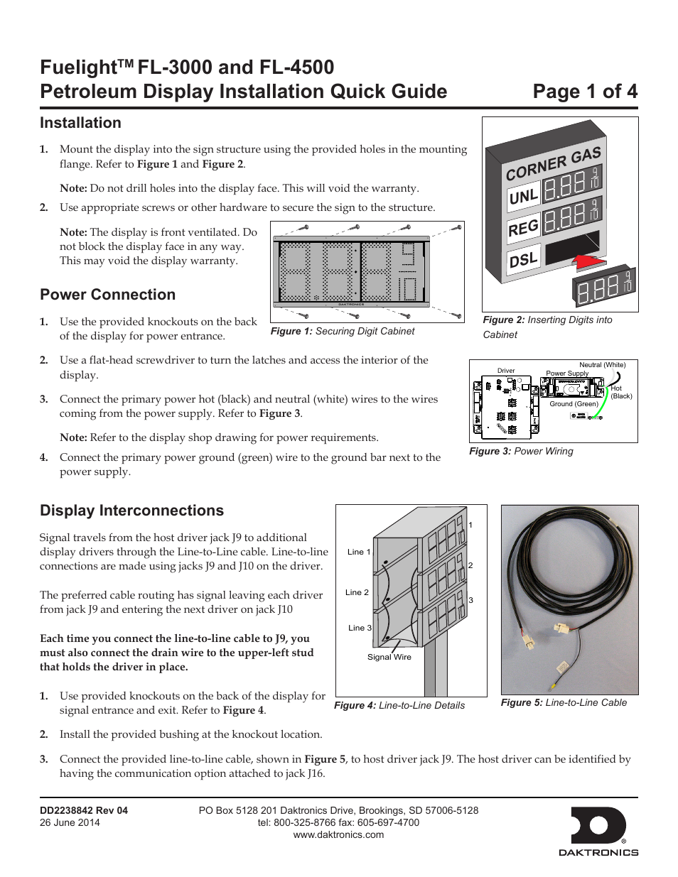 Daktronics FuelightTM FL-3000 and FL-4500 Petroleum Display User Manual | 4 pages