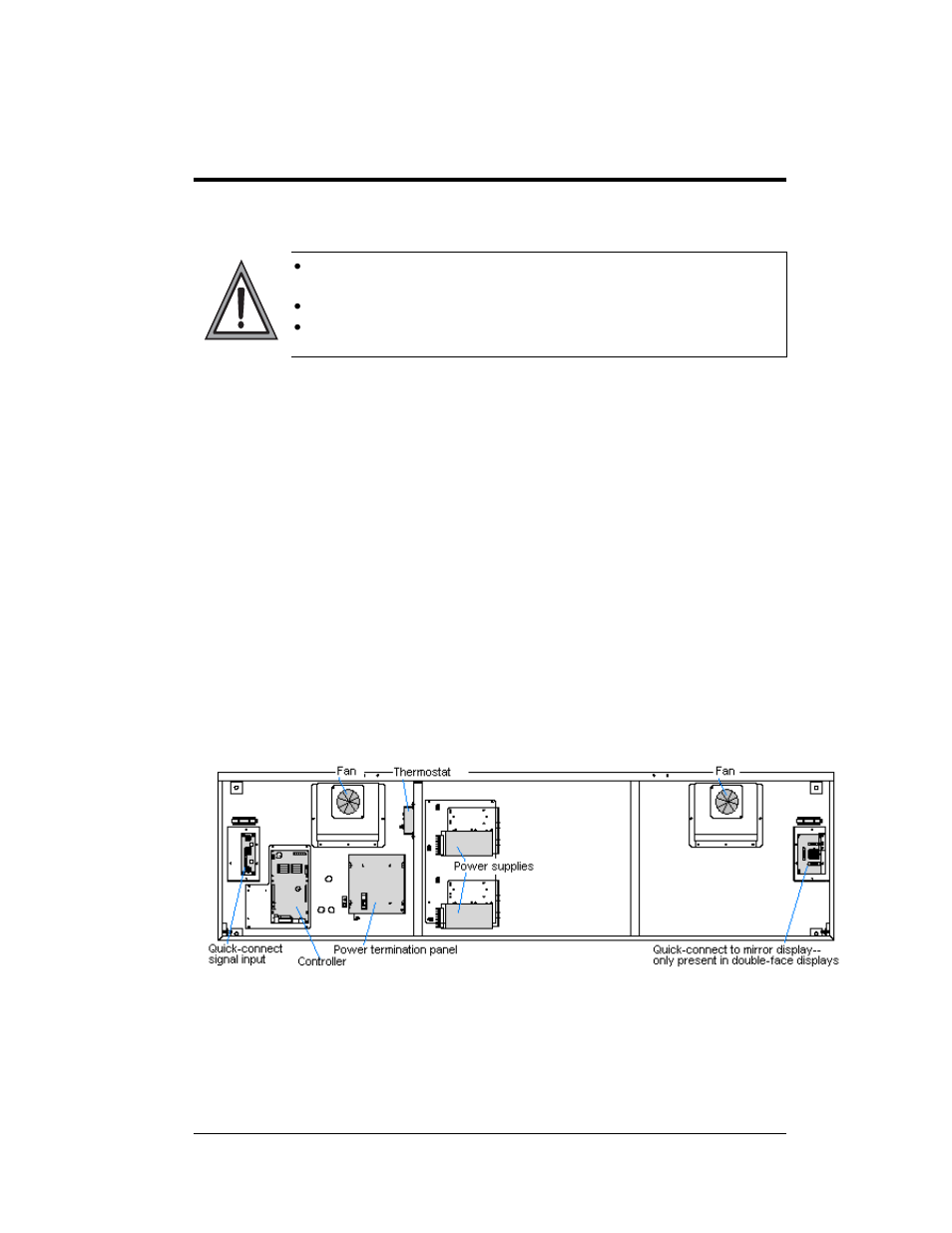 Section 7: diagnostics and troubleshooting, Safety precautions, 1 display interior | Section 7, Diagnostics and troubleshooting -1, Safety precautions -1, Display interior -1, Display interior | Daktronics Galaxy AF-3200 34 mm User Manual | Page 26 / 69