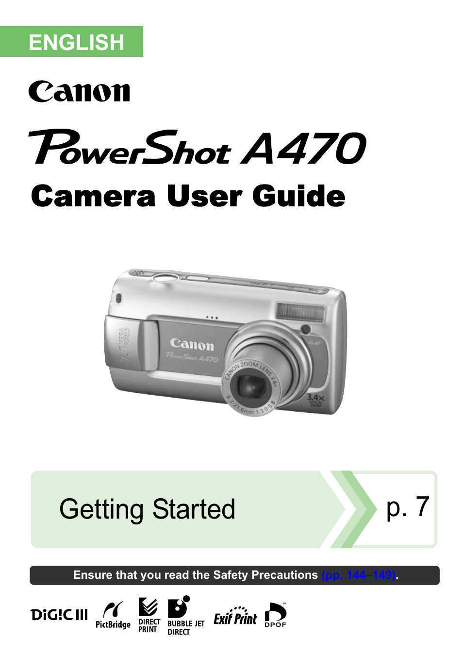 Canon A470 User Manual | 184 pages