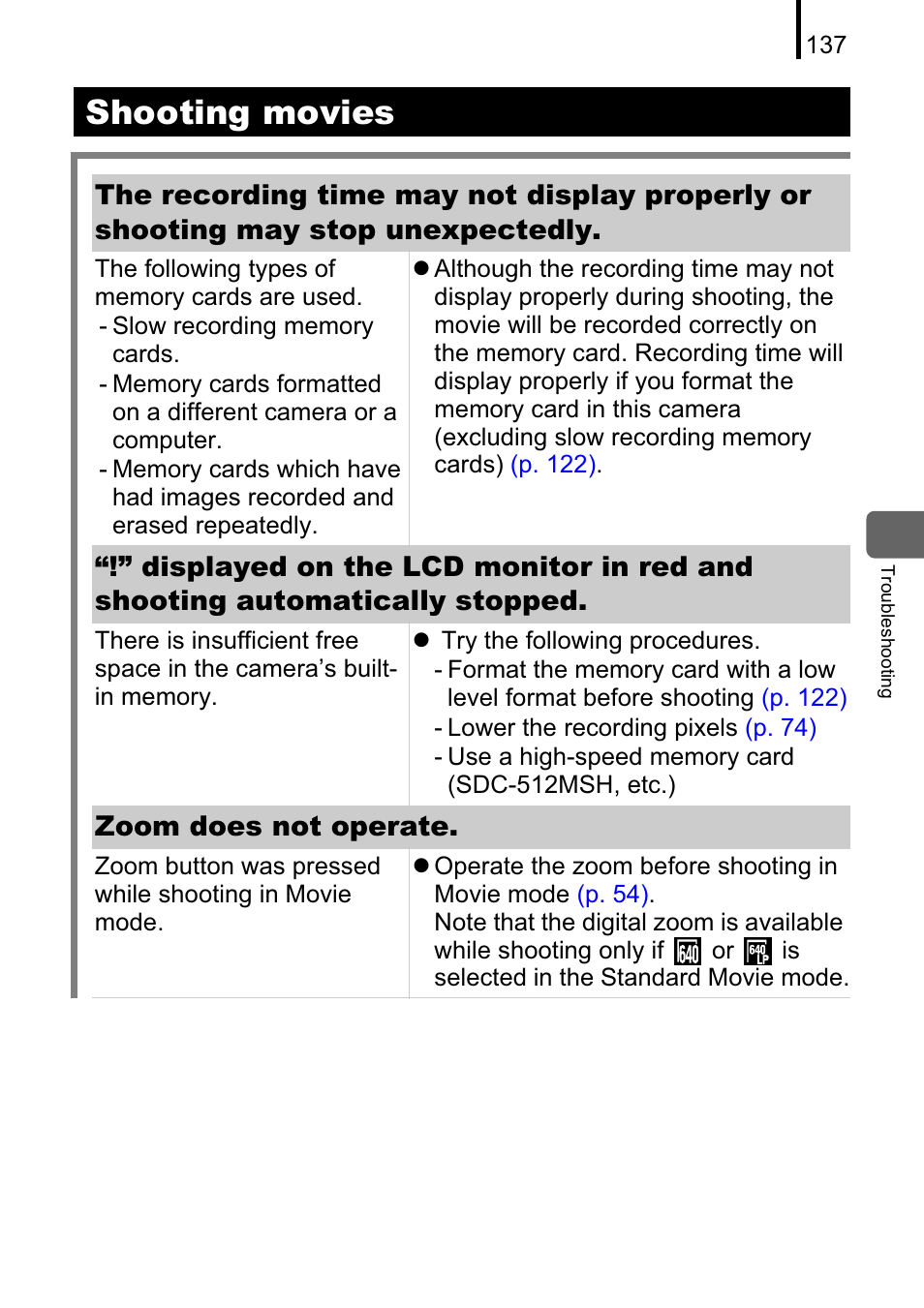 Shooting movies | Canon A470 User Manual | Page 139 / 184