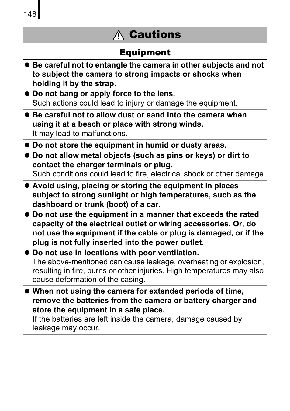 Cautions | Canon A470 User Manual | Page 150 / 184