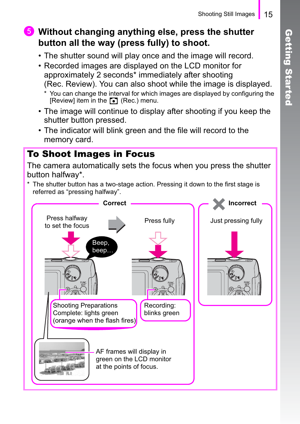 Ge tting star ted | Canon A470 User Manual | Page 17 / 184