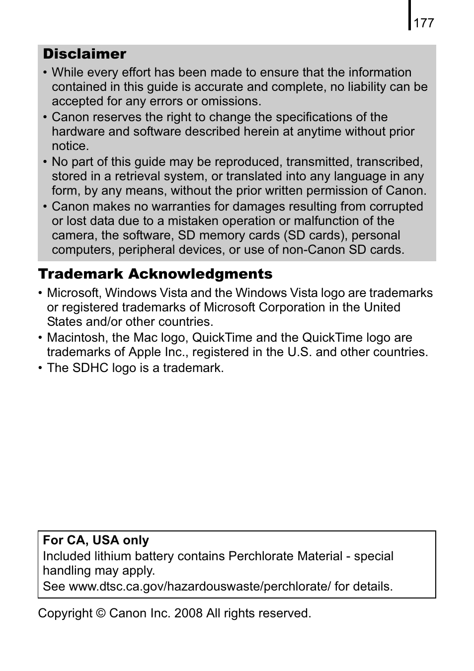 Canon A470 User Manual | Page 179 / 184