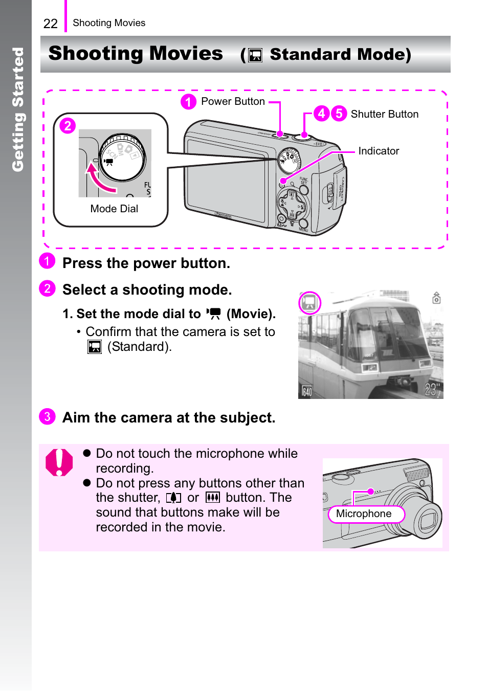 Shooting movies a, Standard mode) | Canon A470 User Manual | Page 24 / 184