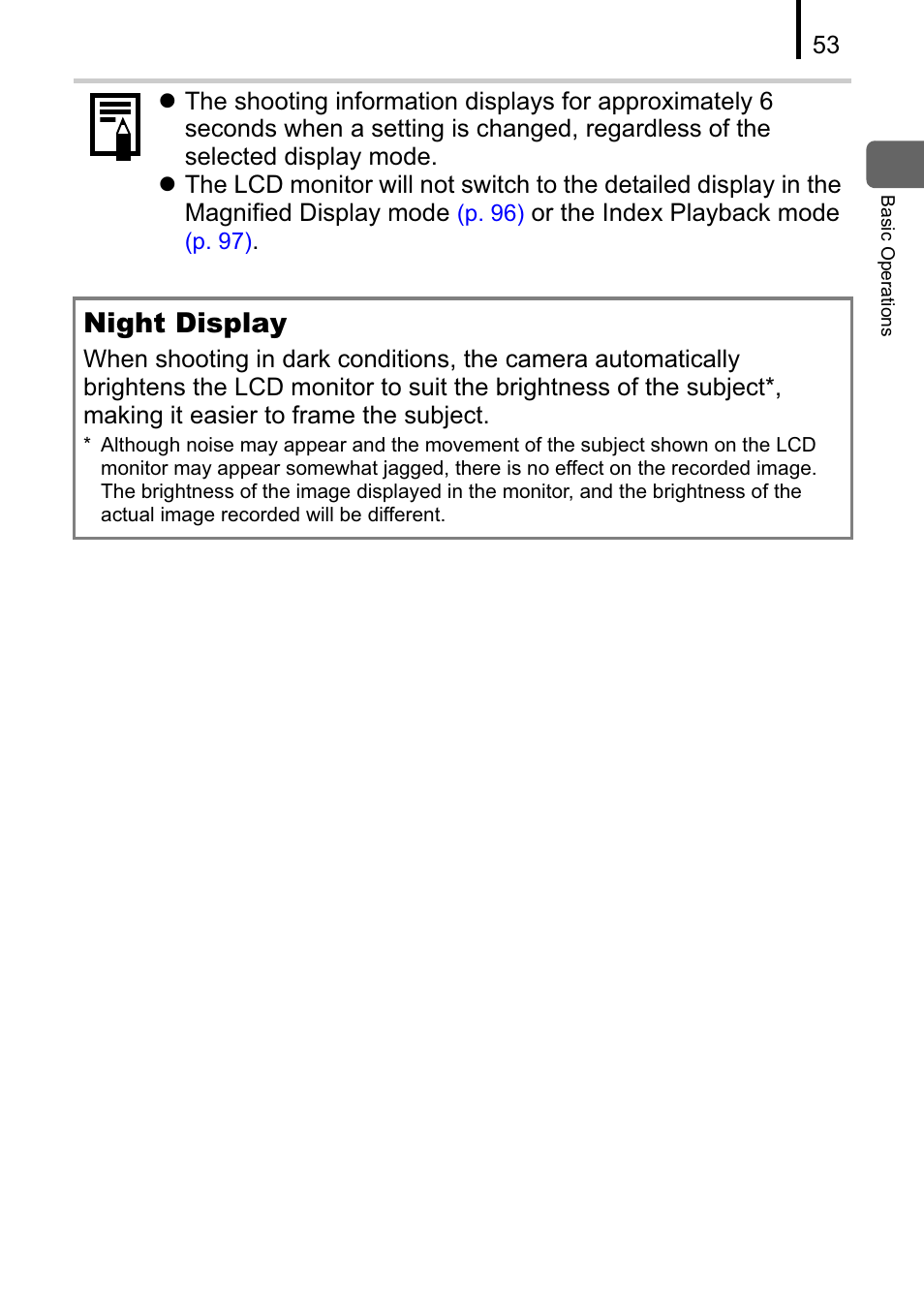 Night display | Canon A470 User Manual | Page 55 / 184