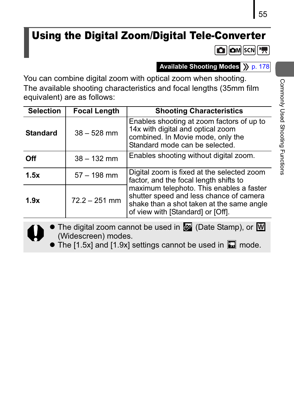 Using the digital zoom/digital tele-converter | Canon A470 User Manual | Page 57 / 184