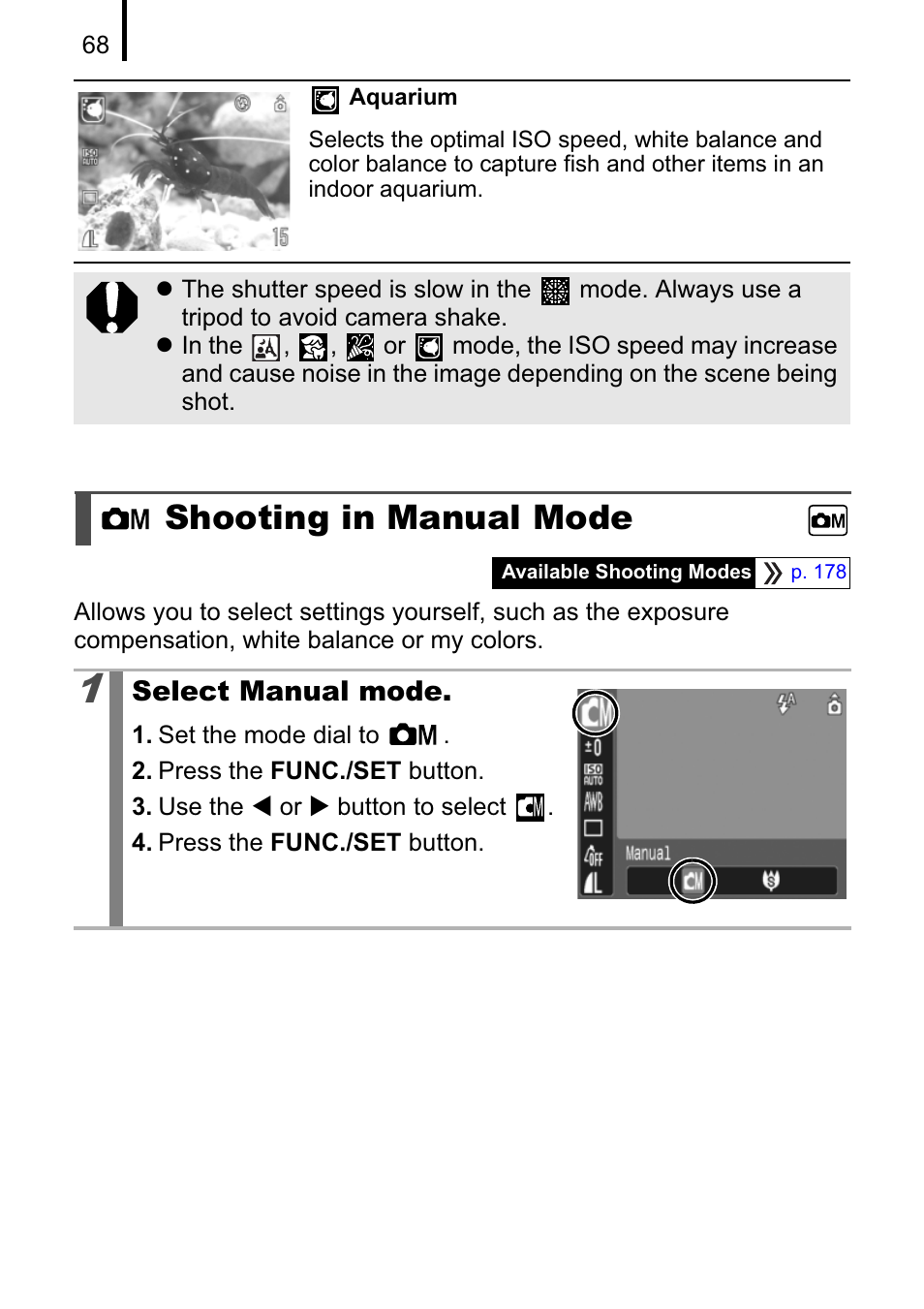 Shooting in manual mode | Canon A470 User Manual | Page 70 / 184