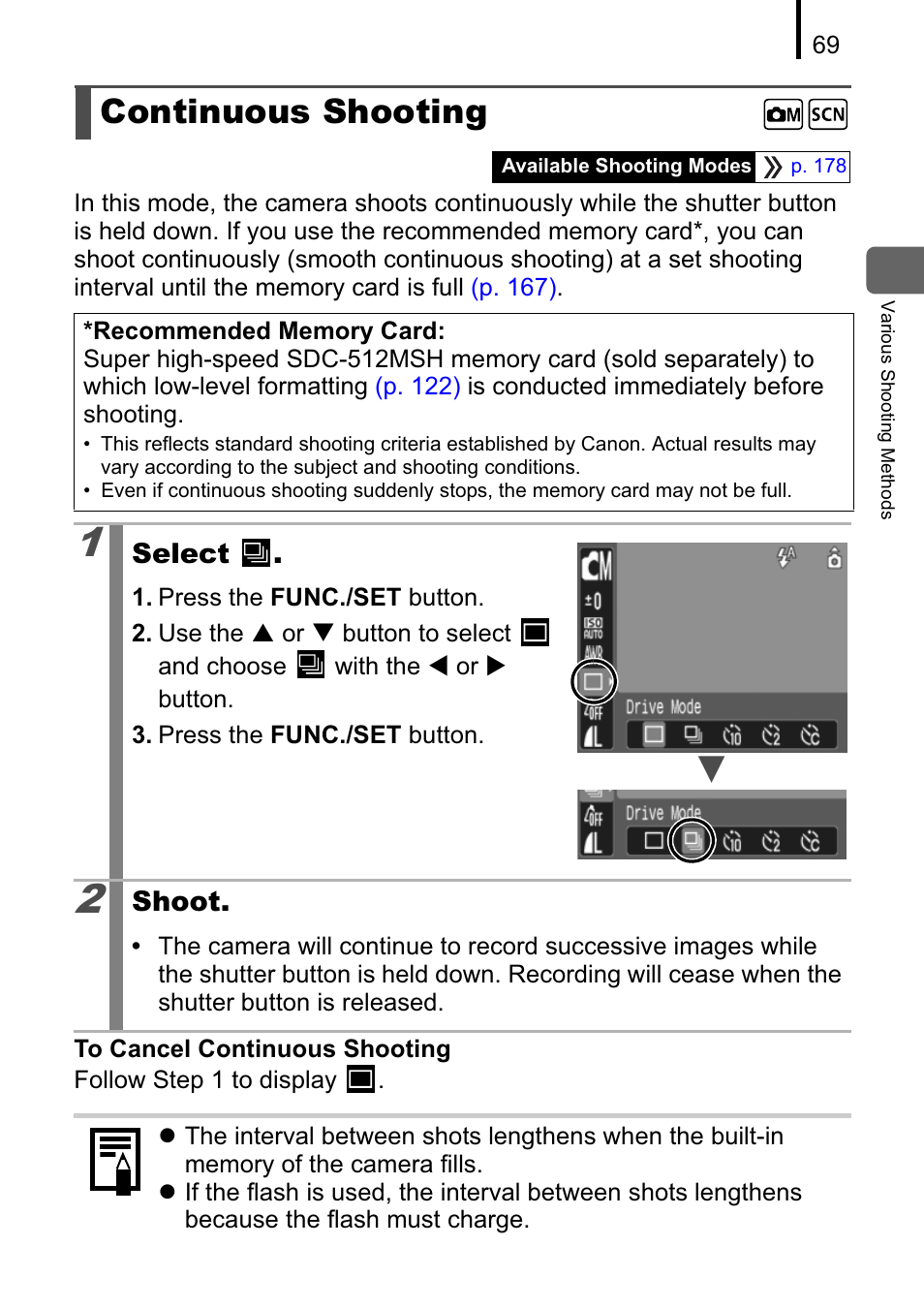 Continuous shooting | Canon A470 User Manual | Page 71 / 184