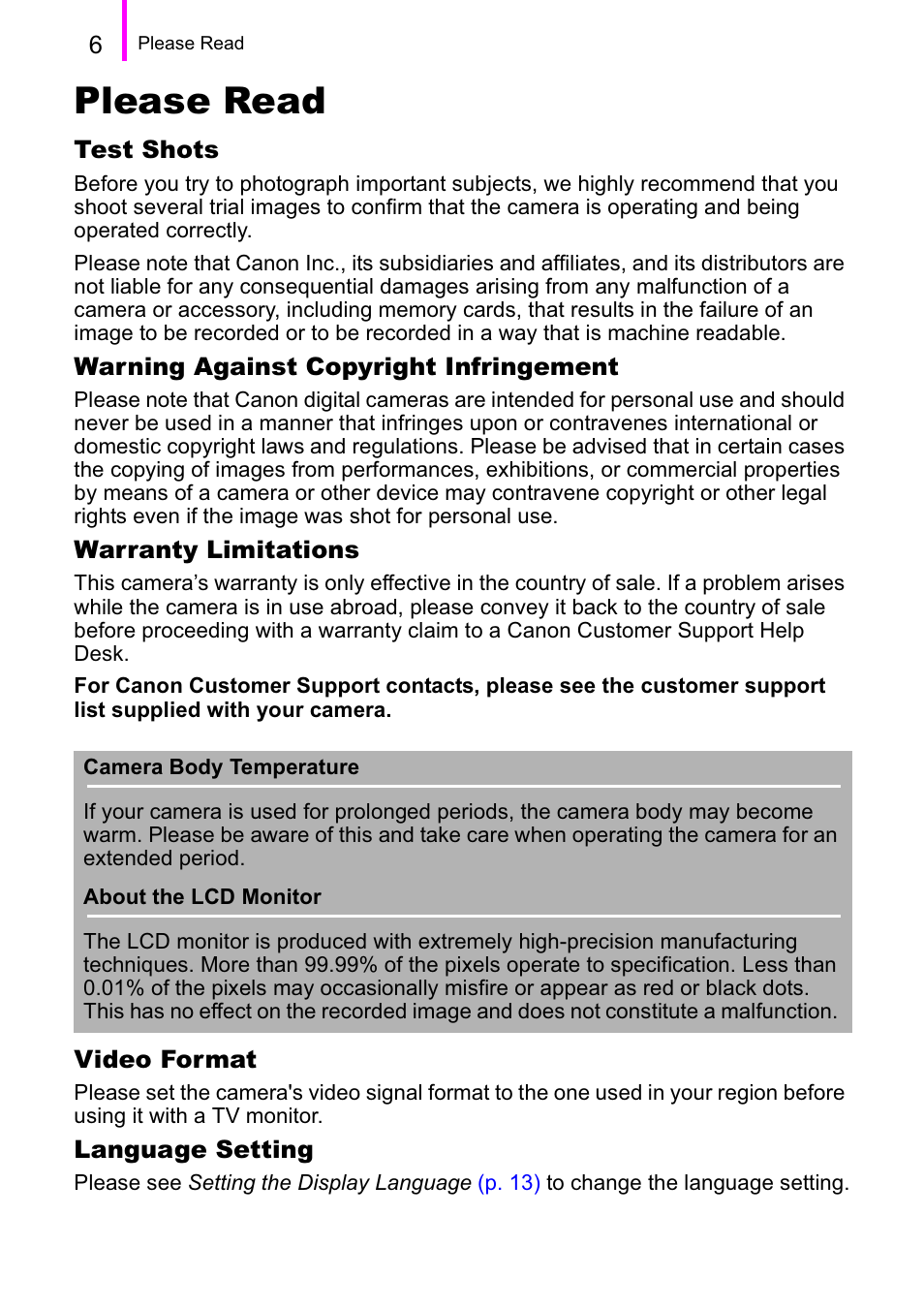 Please read | Canon A470 User Manual | Page 8 / 184