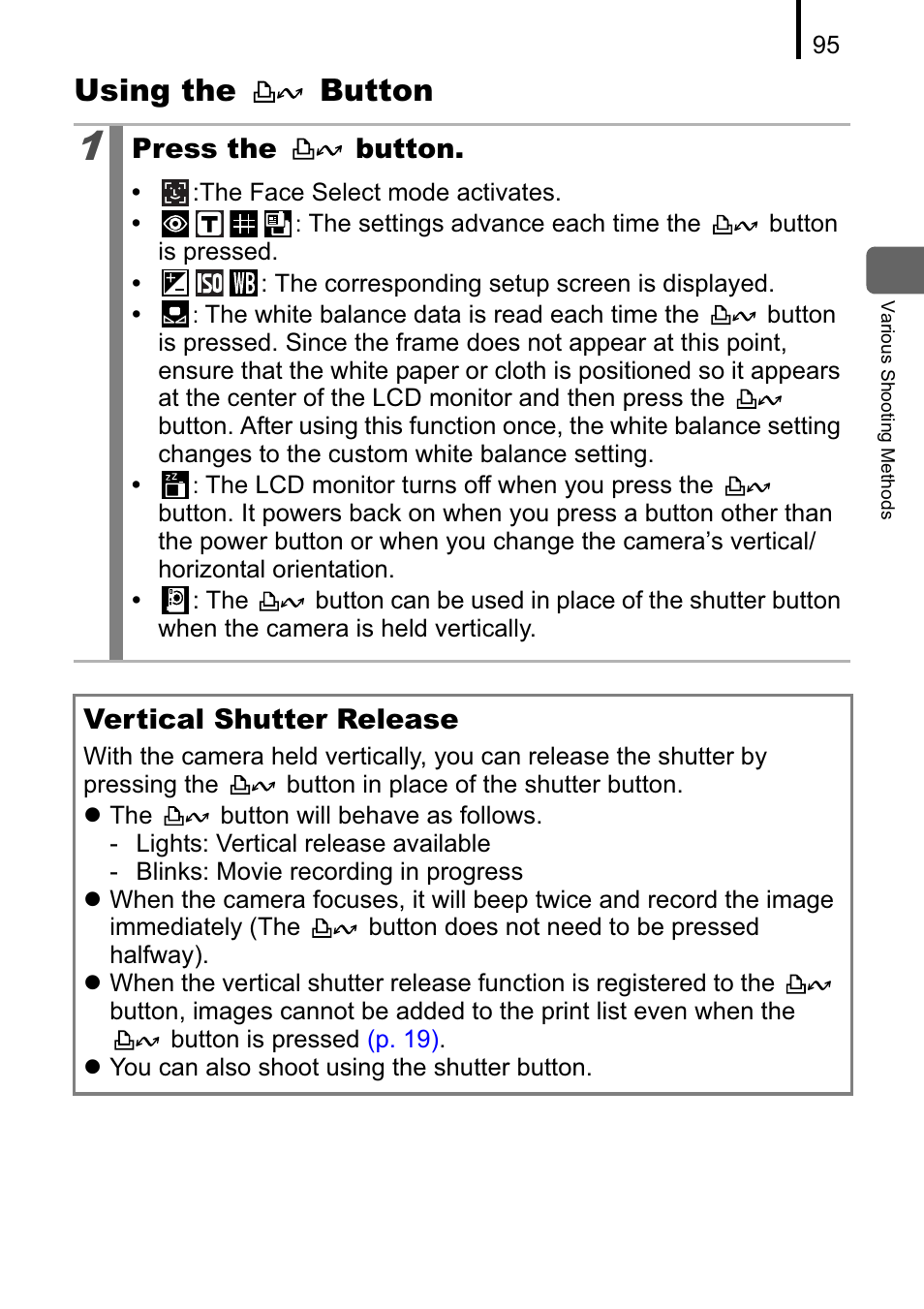 Using the button | Canon A470 User Manual | Page 97 / 184