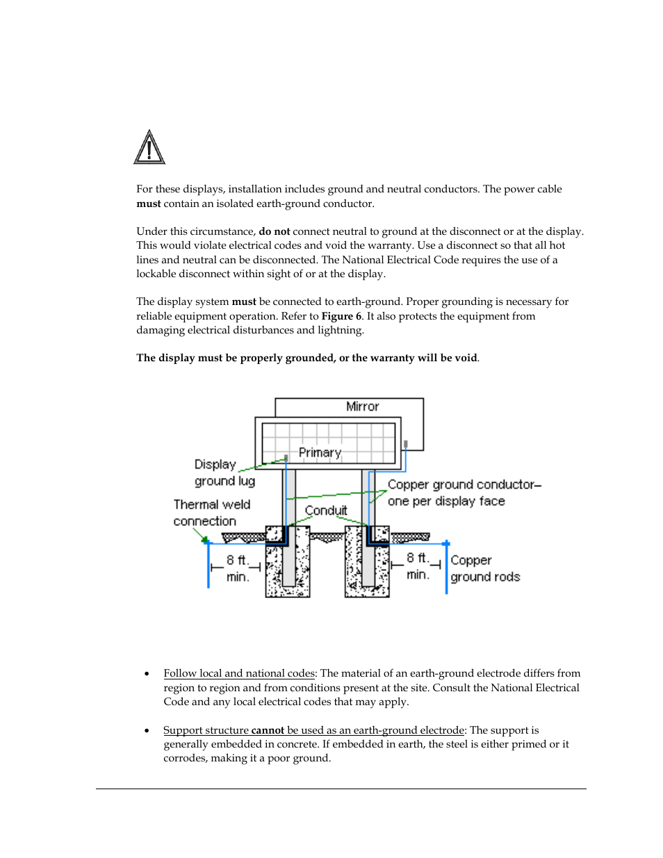 4 grounding, Grounding, Figure 6: proper grounding | Daktronics Galaxy AF-3400 34 mm Monochrome/RGB User Manual | Page 19 / 105