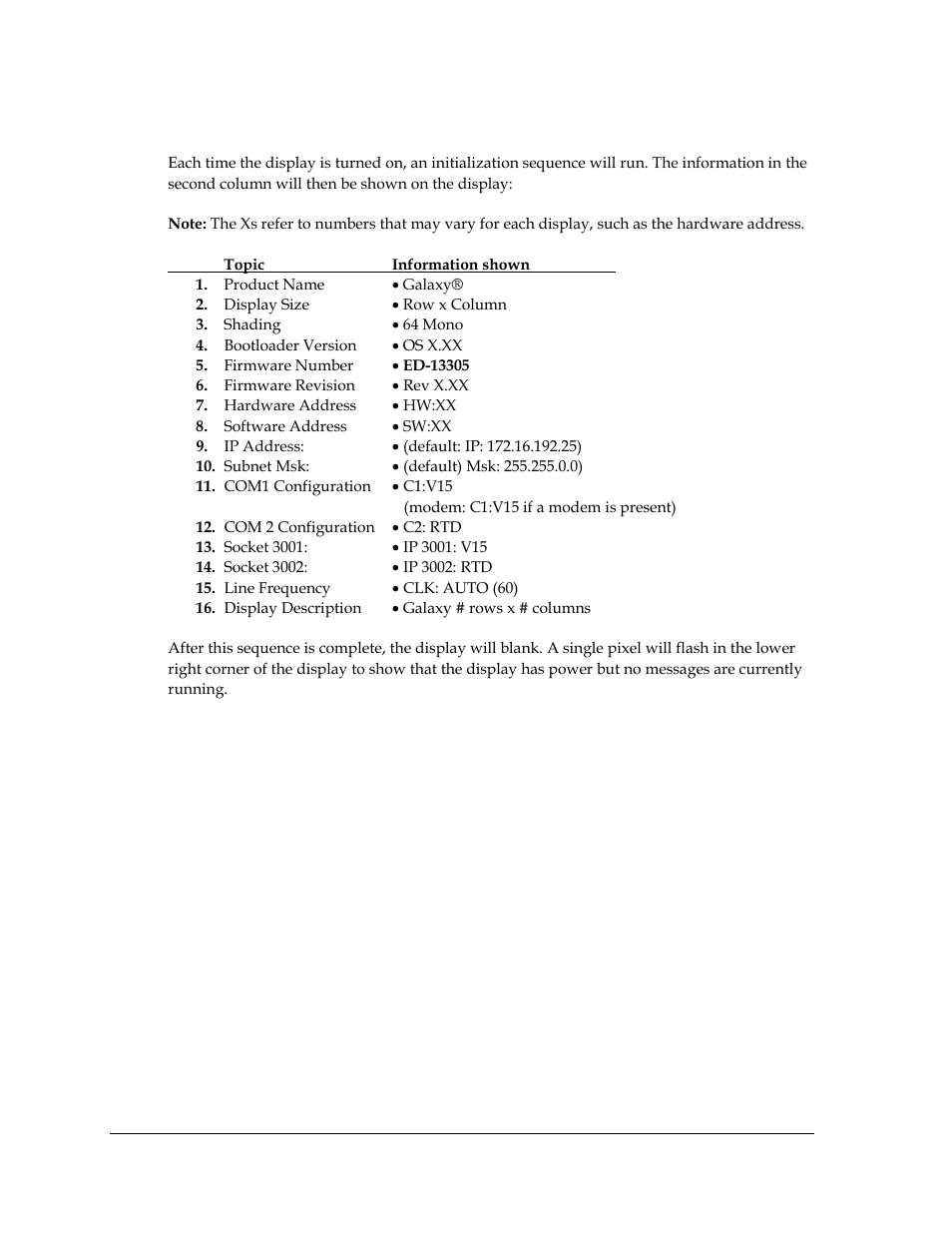 2 start-up sequence, Start-up sequence | Daktronics Galaxy AF-3400 34 mm Monochrome/RGB User Manual | Page 36 / 105