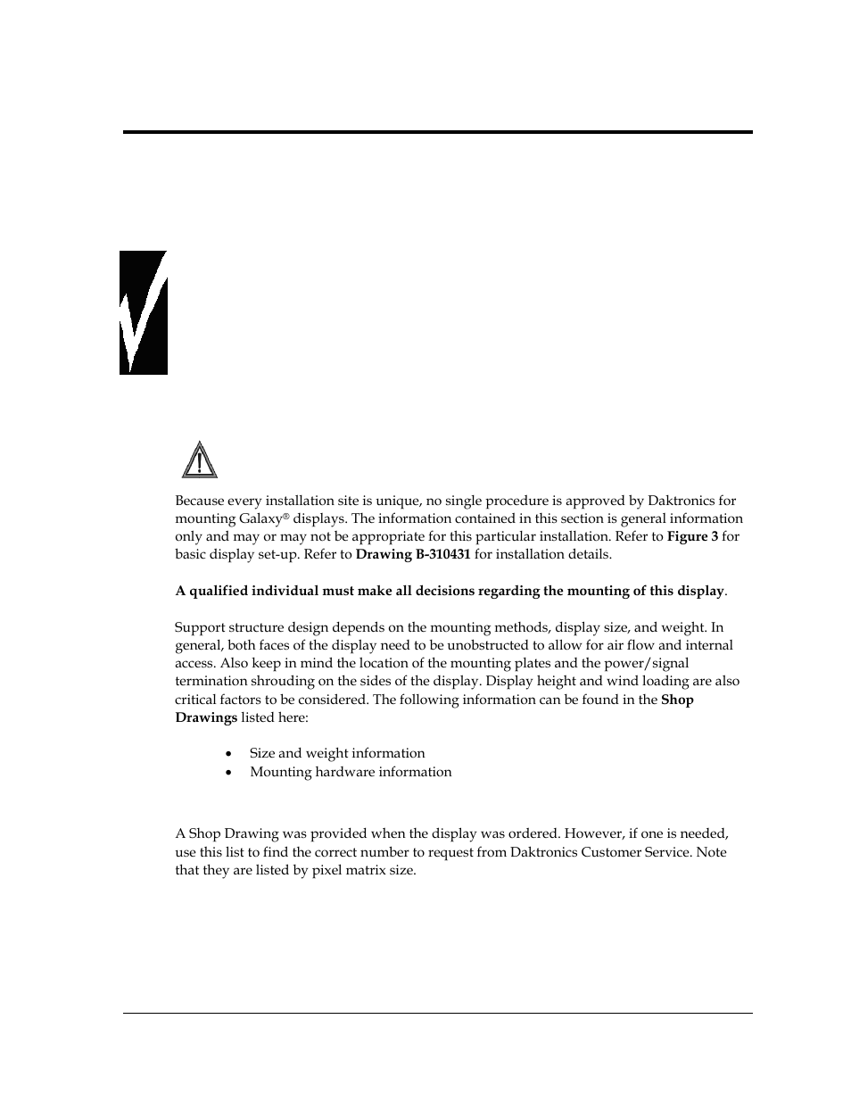 1 support structure requirements | Daktronics Galaxy AF-3400 20 mm Monochrome/RGB Double-face Displays User Manual | Page 11 / 59