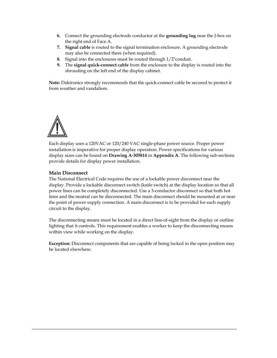 3 power requirements | Daktronics Galaxy AF-3400 20 mm Monochrome/RGB Double-face Displays User Manual | Page 16 / 59