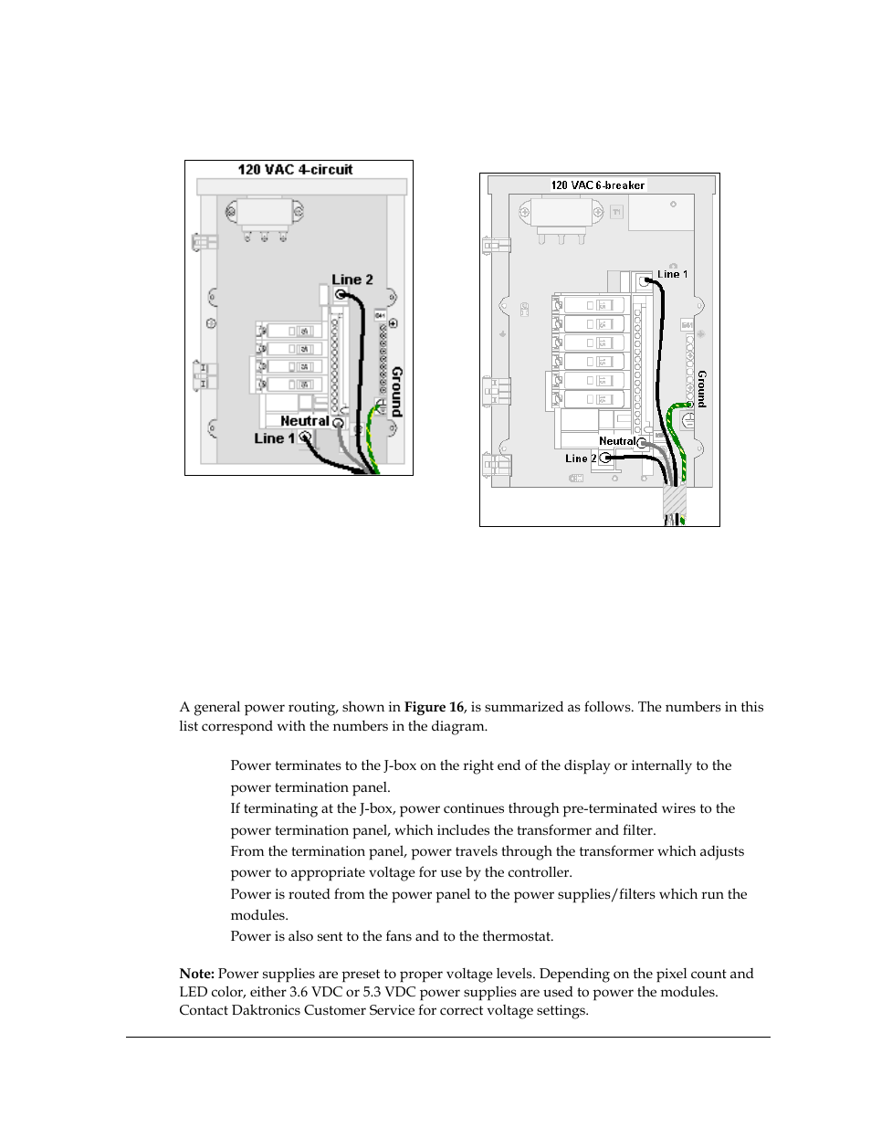 6 power routing in the display | Daktronics Galaxy AF-3400 20 mm Monochrome/RGB Double-face Displays User Manual | Page 21 / 59