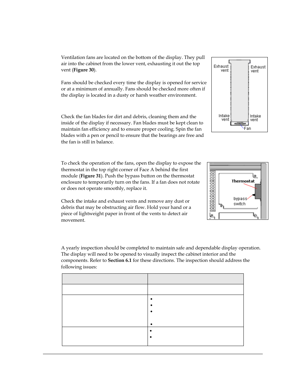 2 ventilation system/ fans, 3 annual inspection | Daktronics Galaxy AF-3400 20 mm Monochrome/RGB Double-face Displays User Manual | Page 37 / 59
