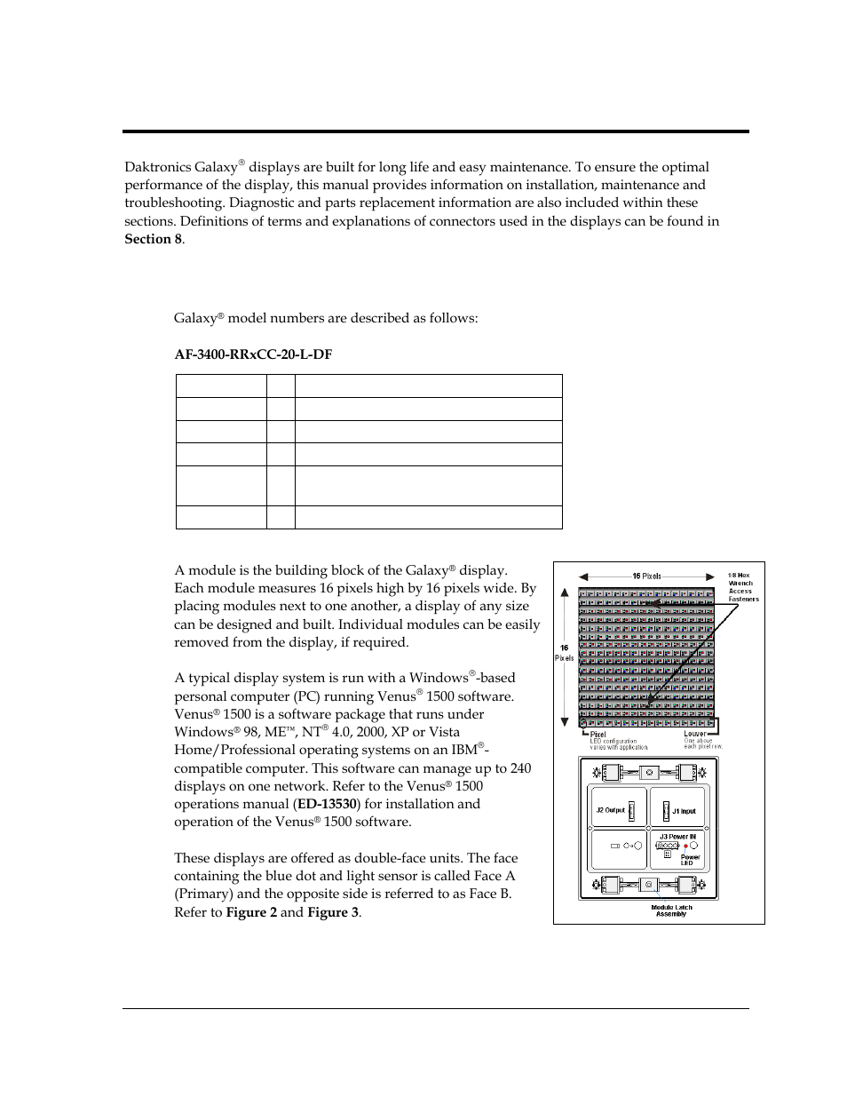 1 display details | Daktronics Galaxy AF-3400 20 mm Monochrome/RGB Double-face Displays User Manual | Page 9 / 59