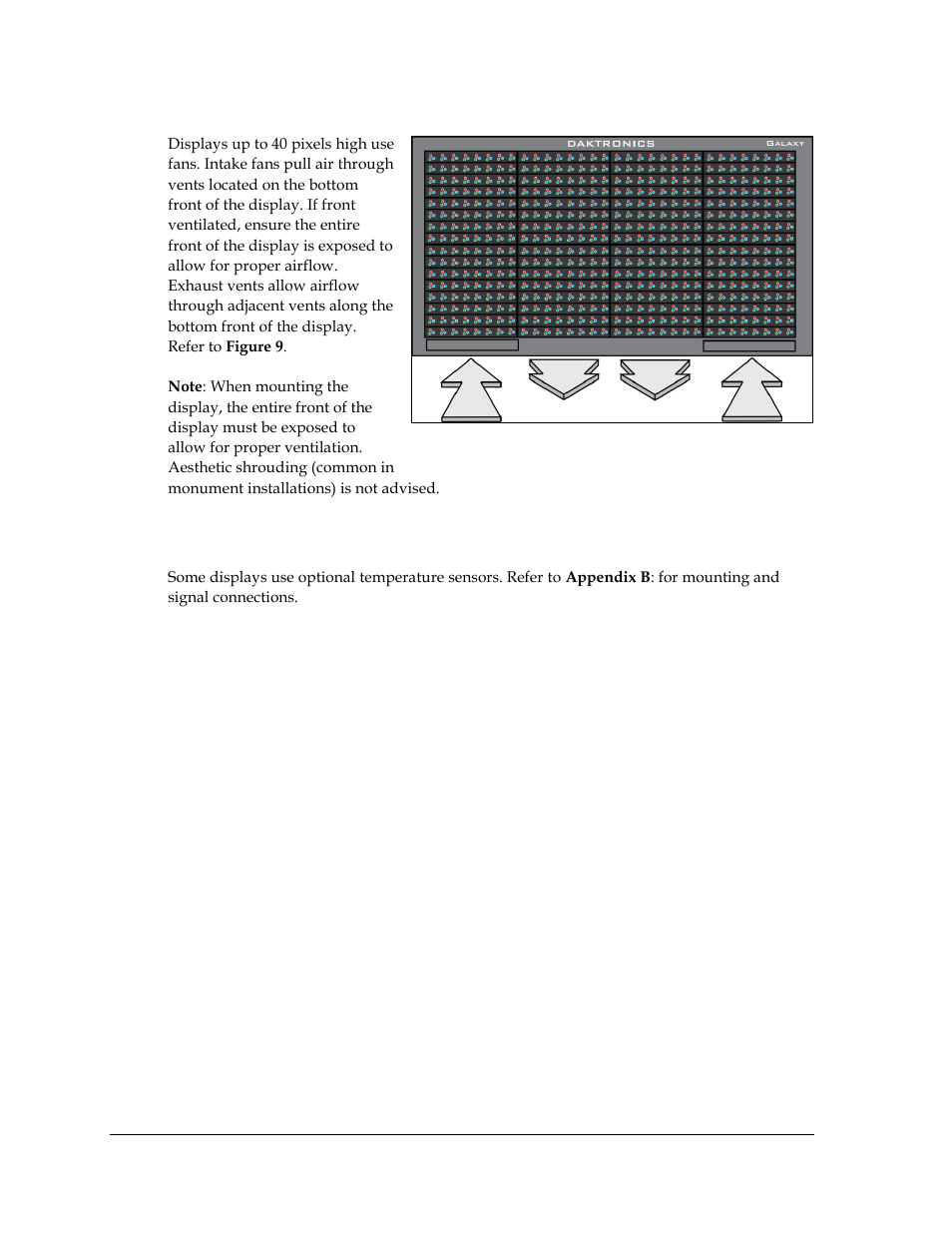 Fans, 6 optional temperature sensor mounting, Optional temperature sensor mounting | Daktronics Galaxy AF-3500 Series 46 mm User Manual | Page 12 / 55