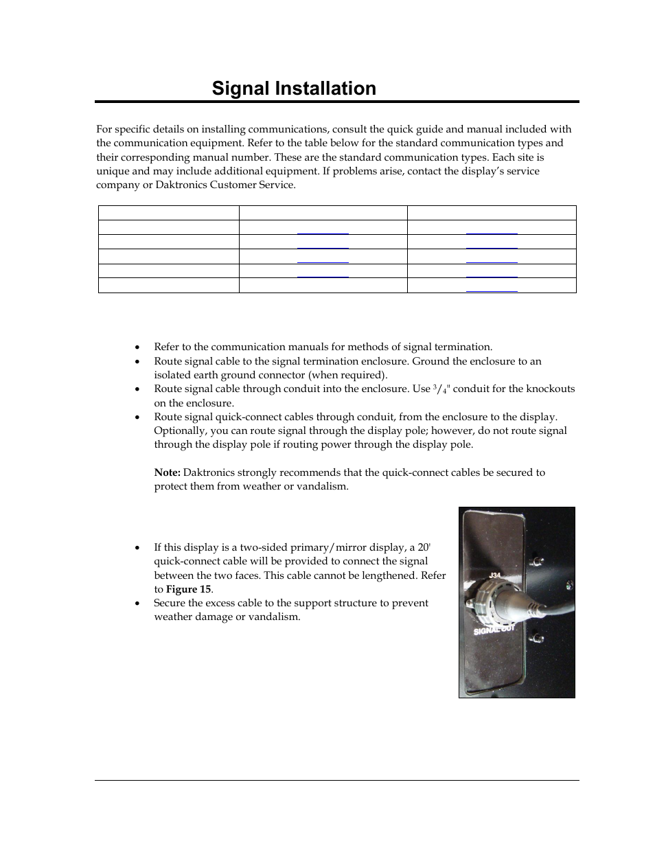 Section 4: signal installation, 1 overview of signal connection, 2 primary/mirror display interconnections | Section 4, Signal installation, Overview of signal connection, Primary/mirror display interconnections | Daktronics Galaxy AF-3500 Series 46 mm User Manual | Page 17 / 55
