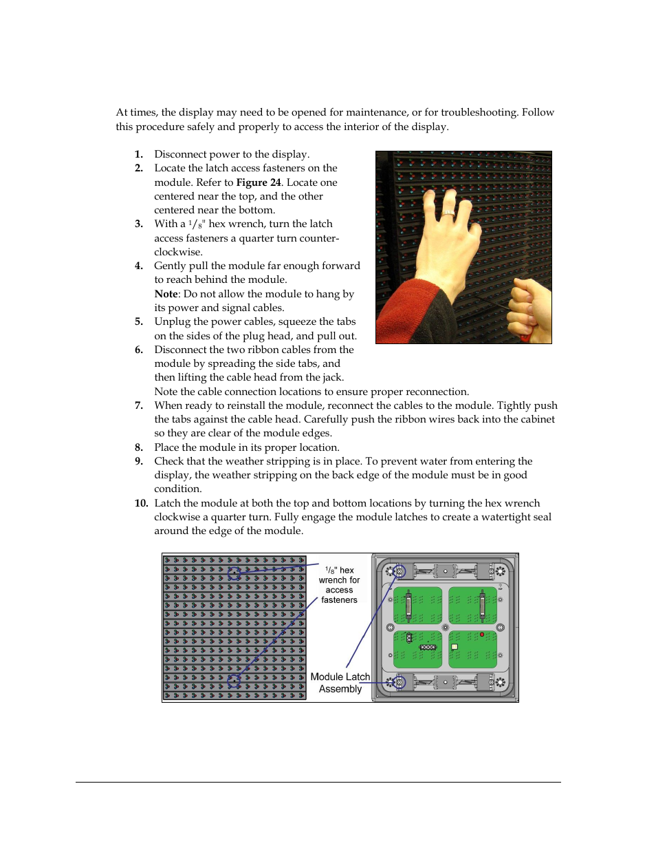 2 internal display access, Internal display access | Daktronics Galaxy AF-3500 Series 46 mm User Manual | Page 24 / 55