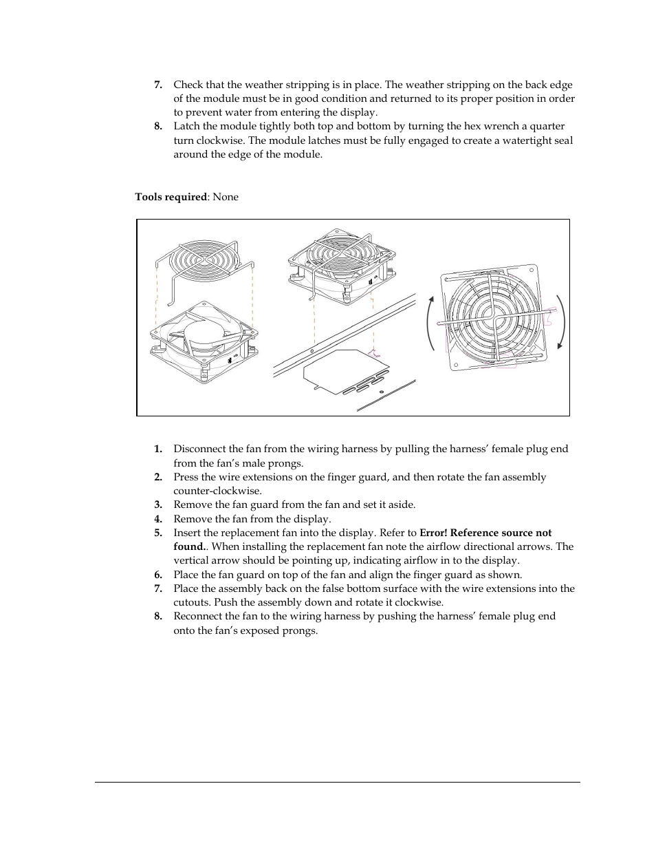 Fan replacement | Daktronics Galaxy AF-3500 Series 46 mm User Manual | Page 37 / 55