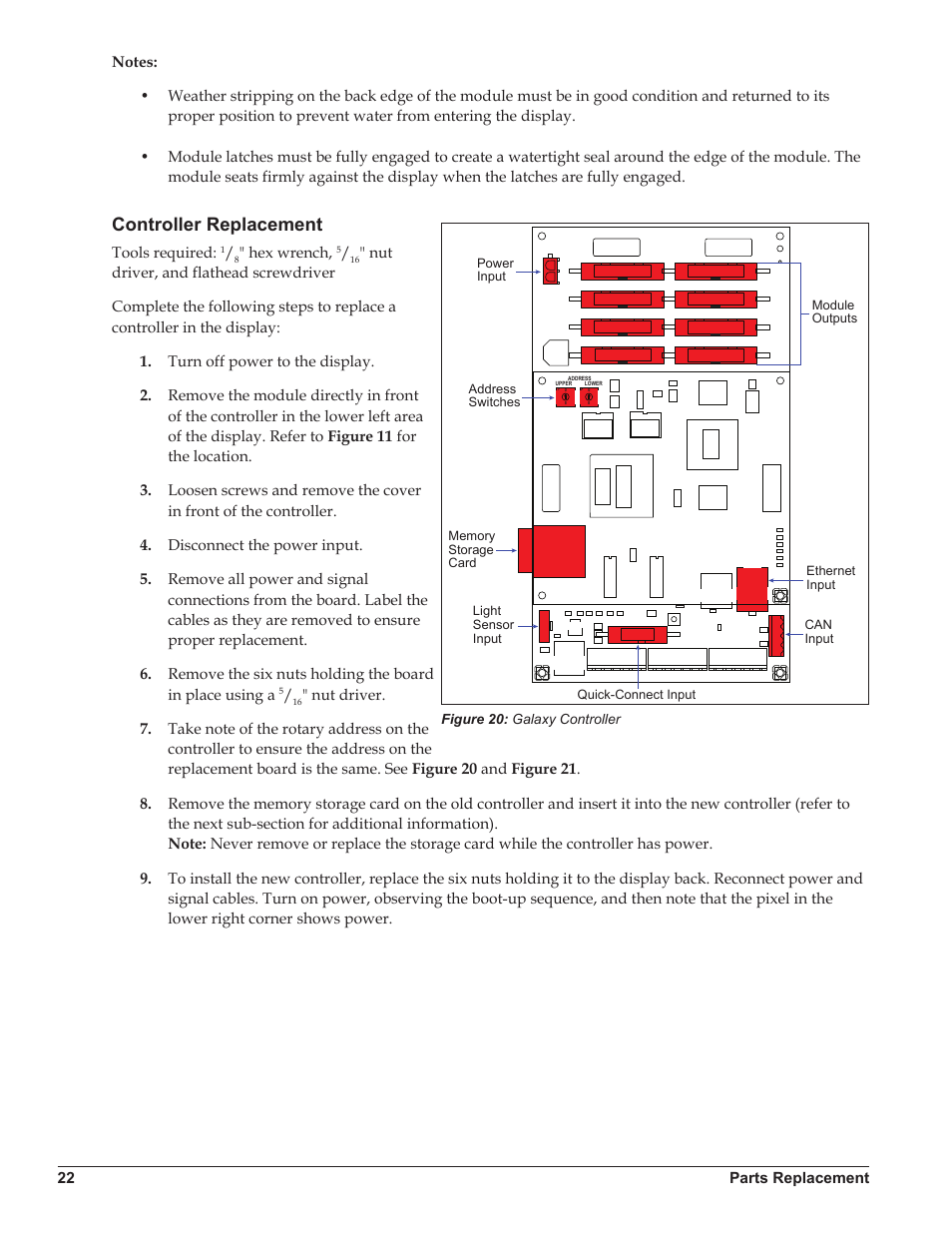 Controller replacement | Daktronics Galaxy AF-3500 Series Double Face User Manual | Page 26 / 41