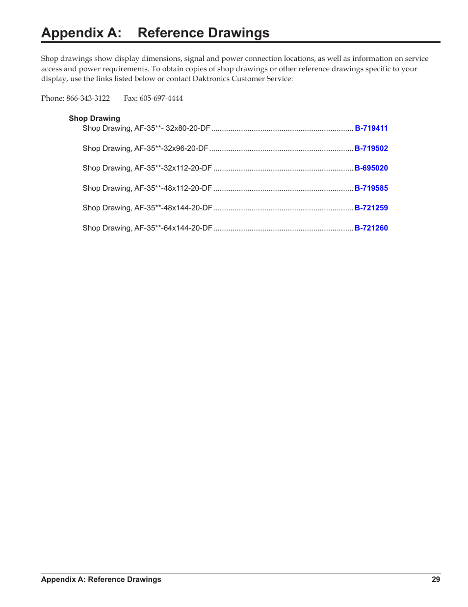 Appendix a: reference drawings | Daktronics Galaxy AF-3500 Series Double Face User Manual | Page 33 / 41
