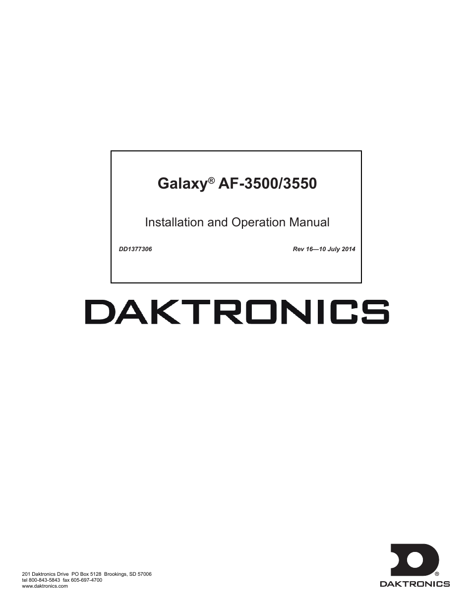 Daktronics Galaxy AF-3500/3550 User Manual | 47 pages
