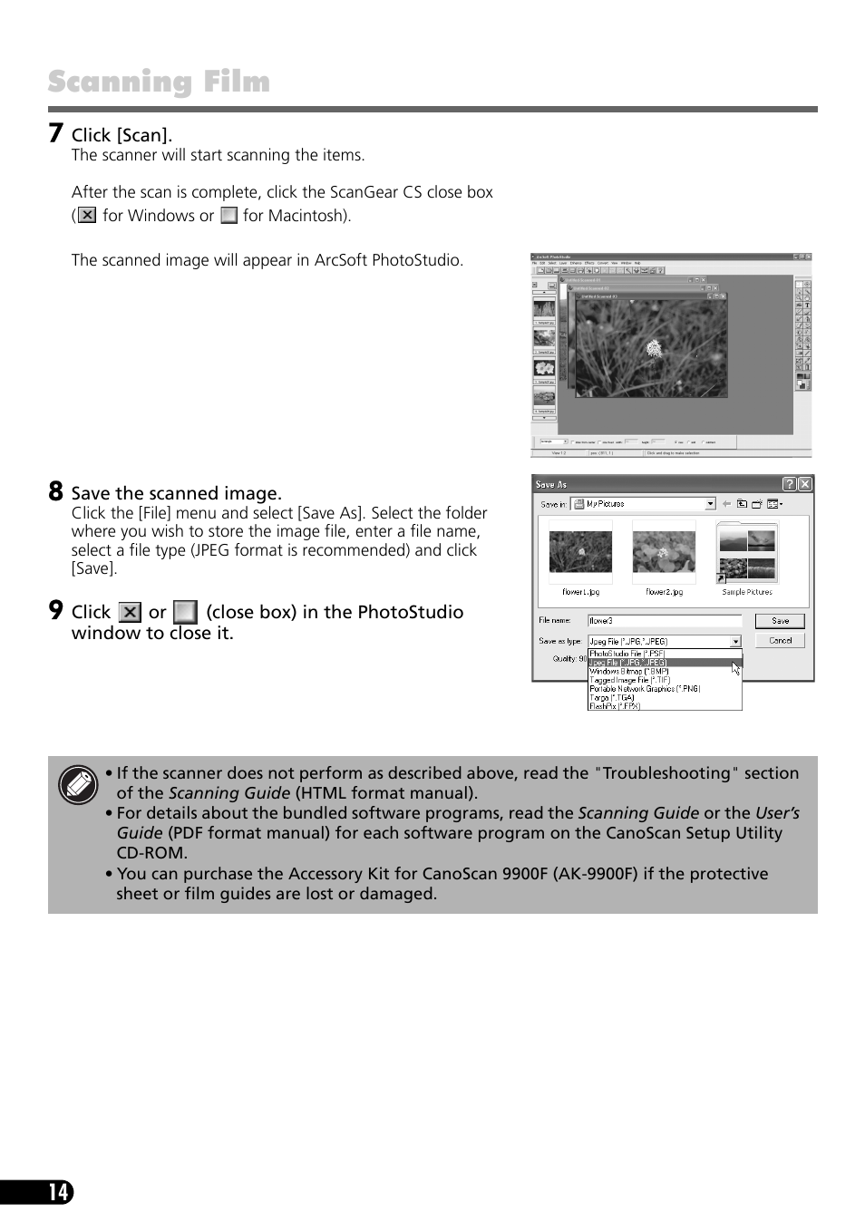 Scanning film | Canon 9900F User Manual | Page 16 / 19