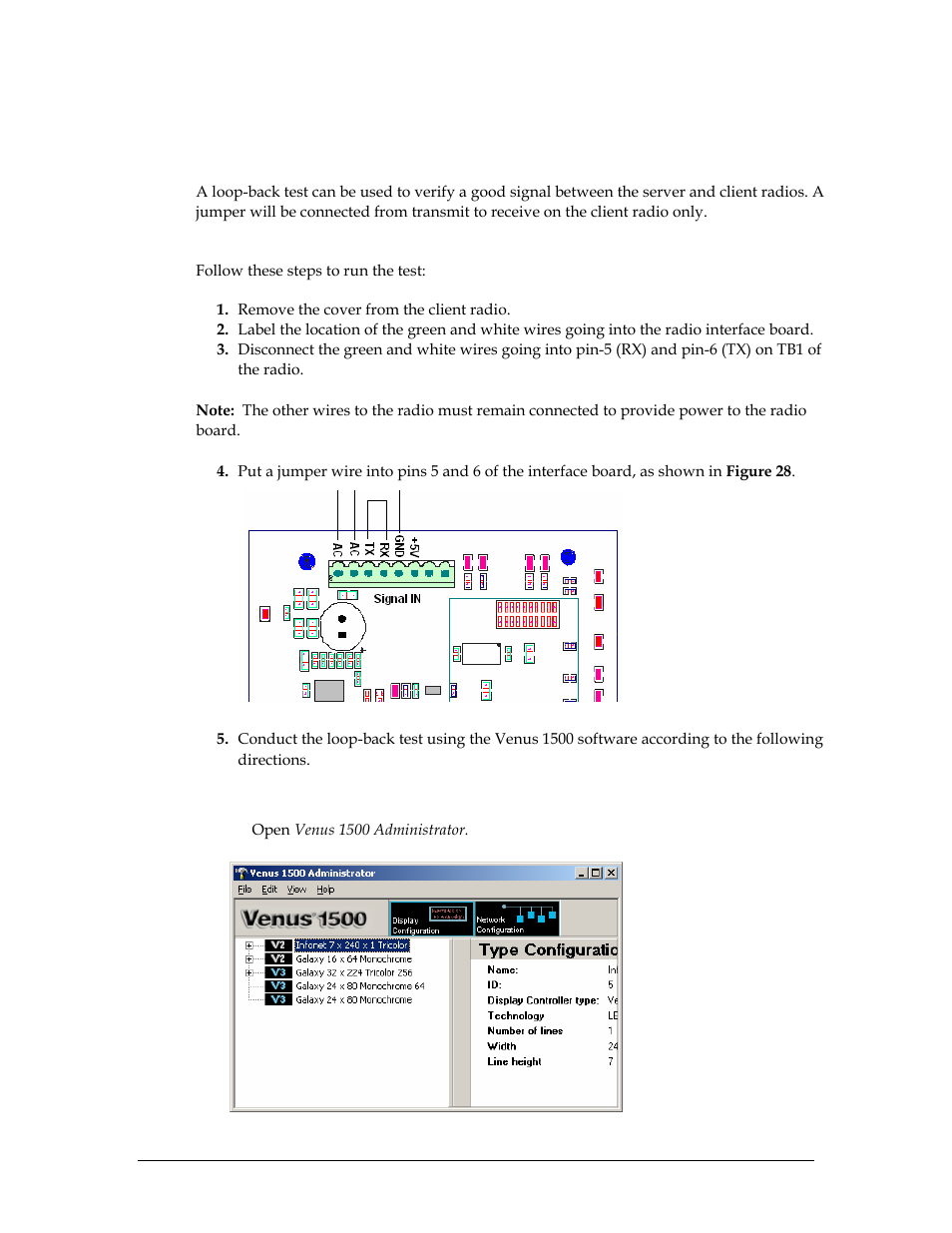 Loop-back test, Conducting the venus 1500 software test, 3 loop-back test | Daktronics Venus 1500 Radio – Gen 2 User Manual | Page 29 / 45