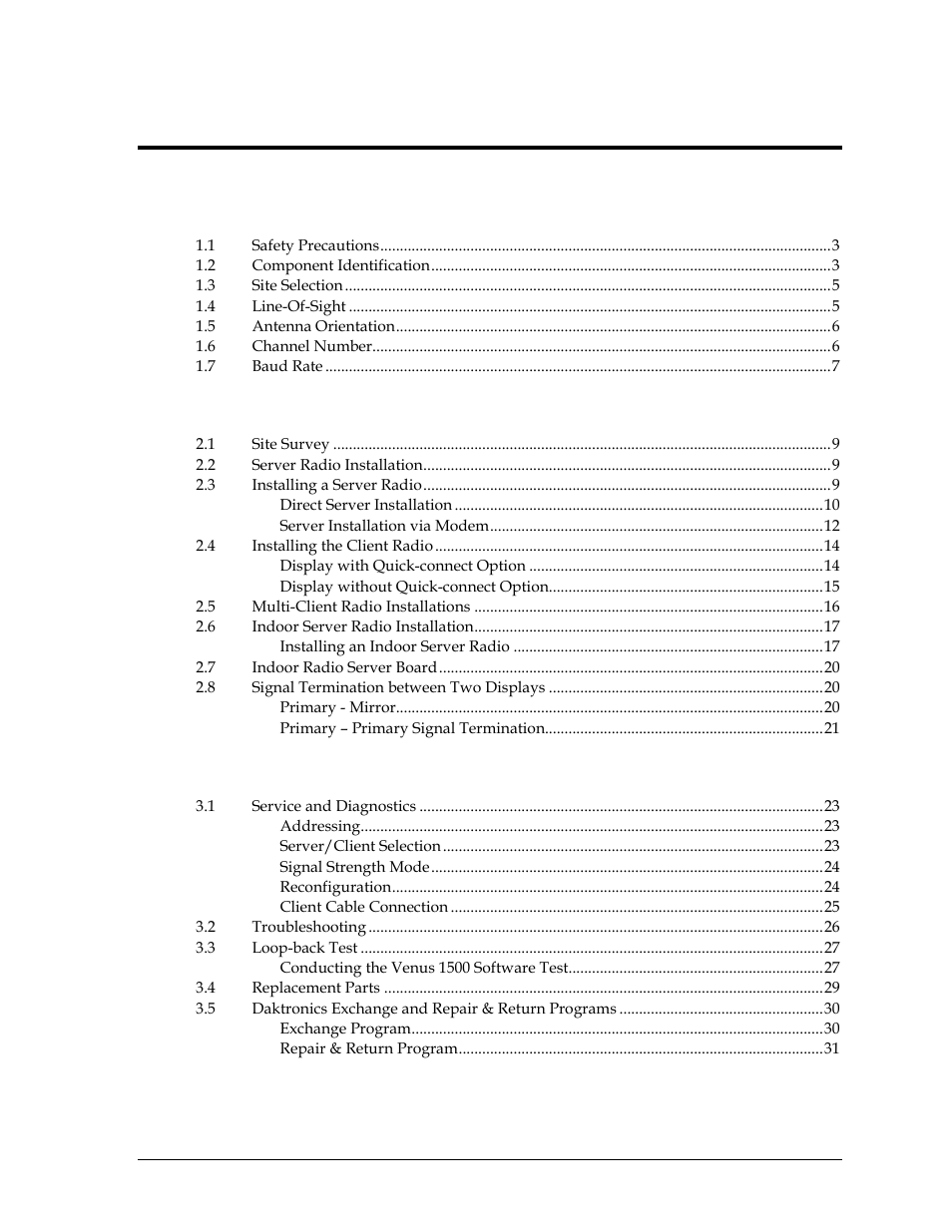 Daktronics Venus 1500 Radio – Gen 2 User Manual | Page 3 / 45