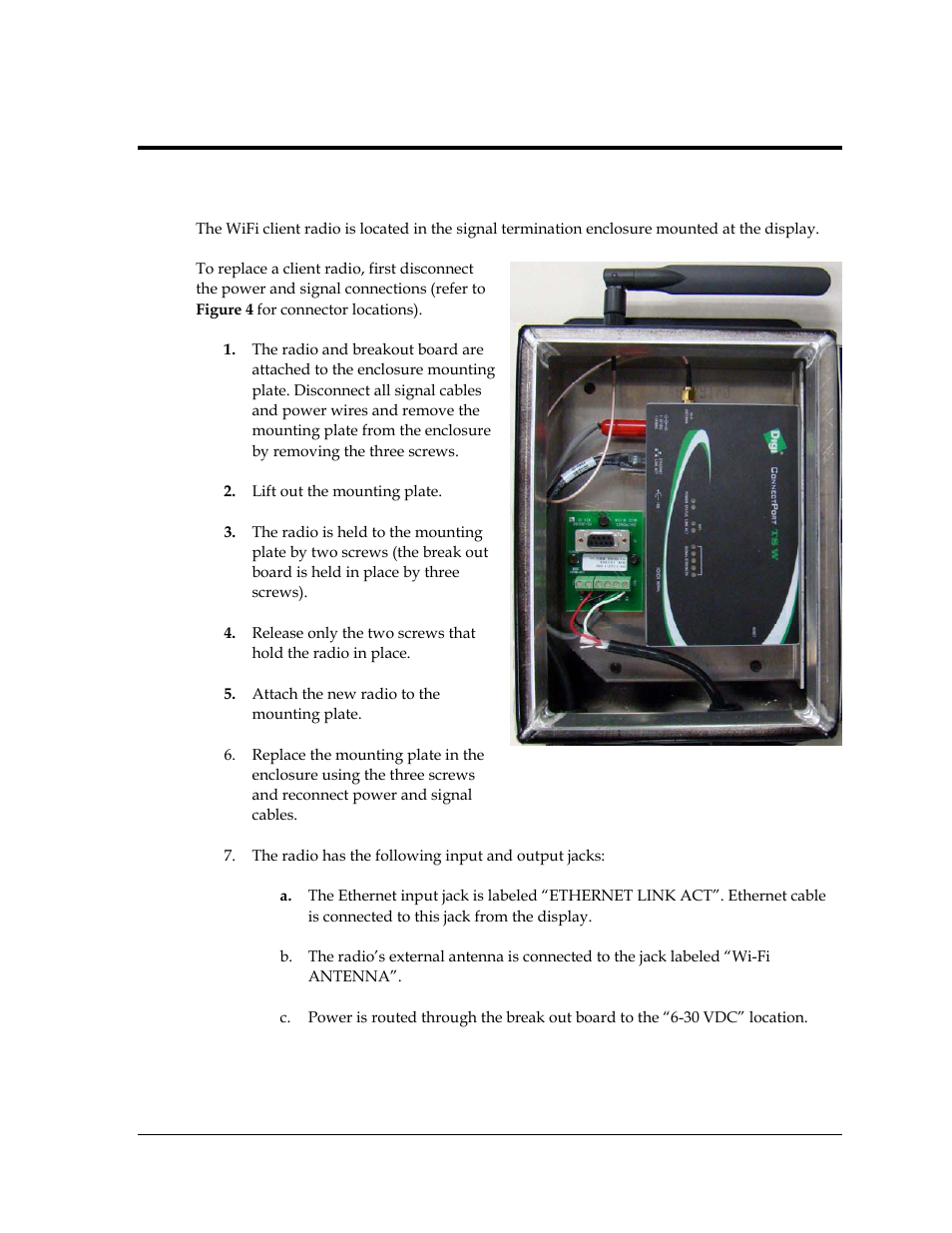 Section 3: maintenance, 1 replacement of the wifi client radio, Section 3 | Maintenance, Replacement of the wifi client radio | Daktronics WiFi Communication User Manual | Page 11 / 13