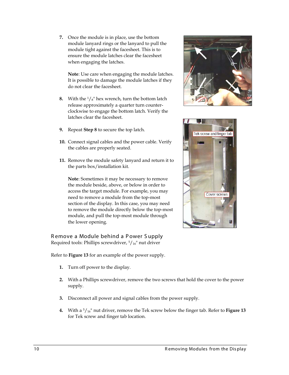Remove a module behind a power supply, Figure 10 . en, R emove a module behind a p ower s upply | Daktronics 4000 Series Digital Billboard User Manual | Page 16 / 43