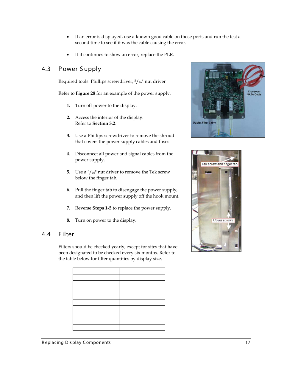 3 power supply, 4 filter, Power supply | Filter, Figure 27, 3 p ower s upply | Daktronics 4000 Series Digital Billboard User Manual | Page 23 / 43