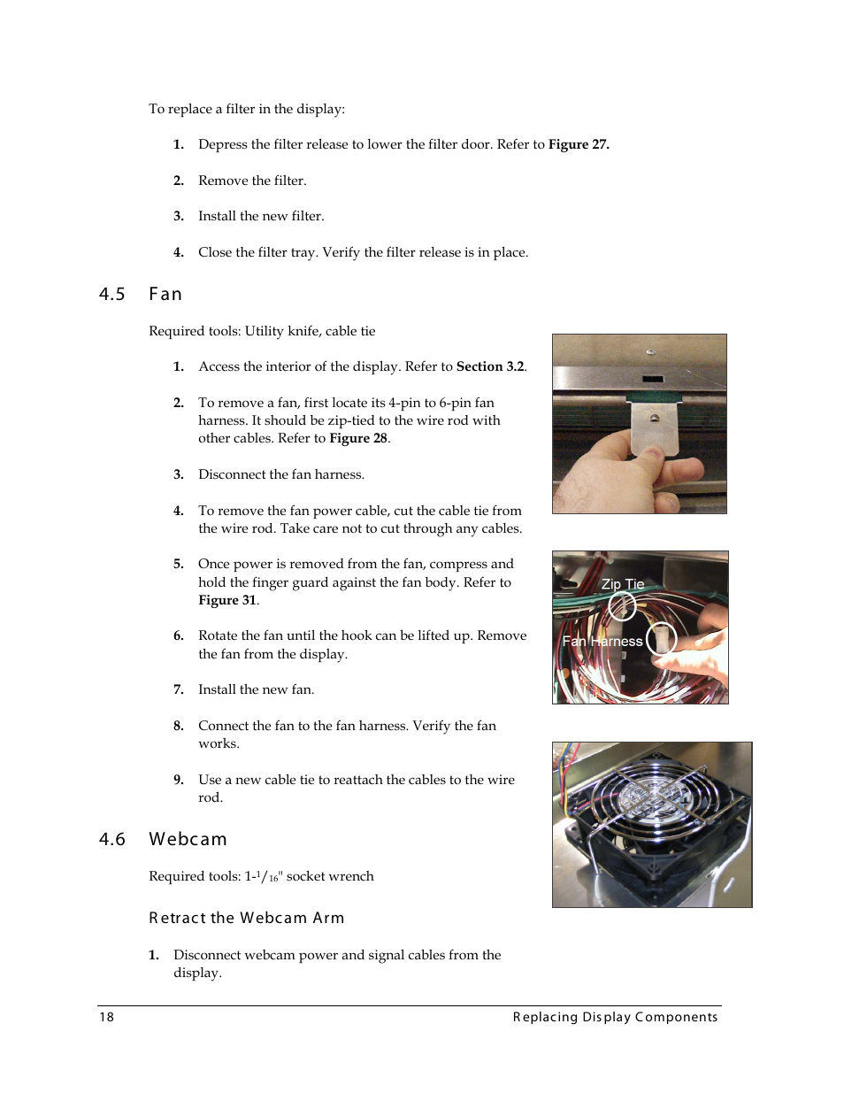 5 fan, 6 webcam, Retract the webcam arm | Webcam | Daktronics 4000 Series Digital Billboard User Manual | Page 24 / 43
