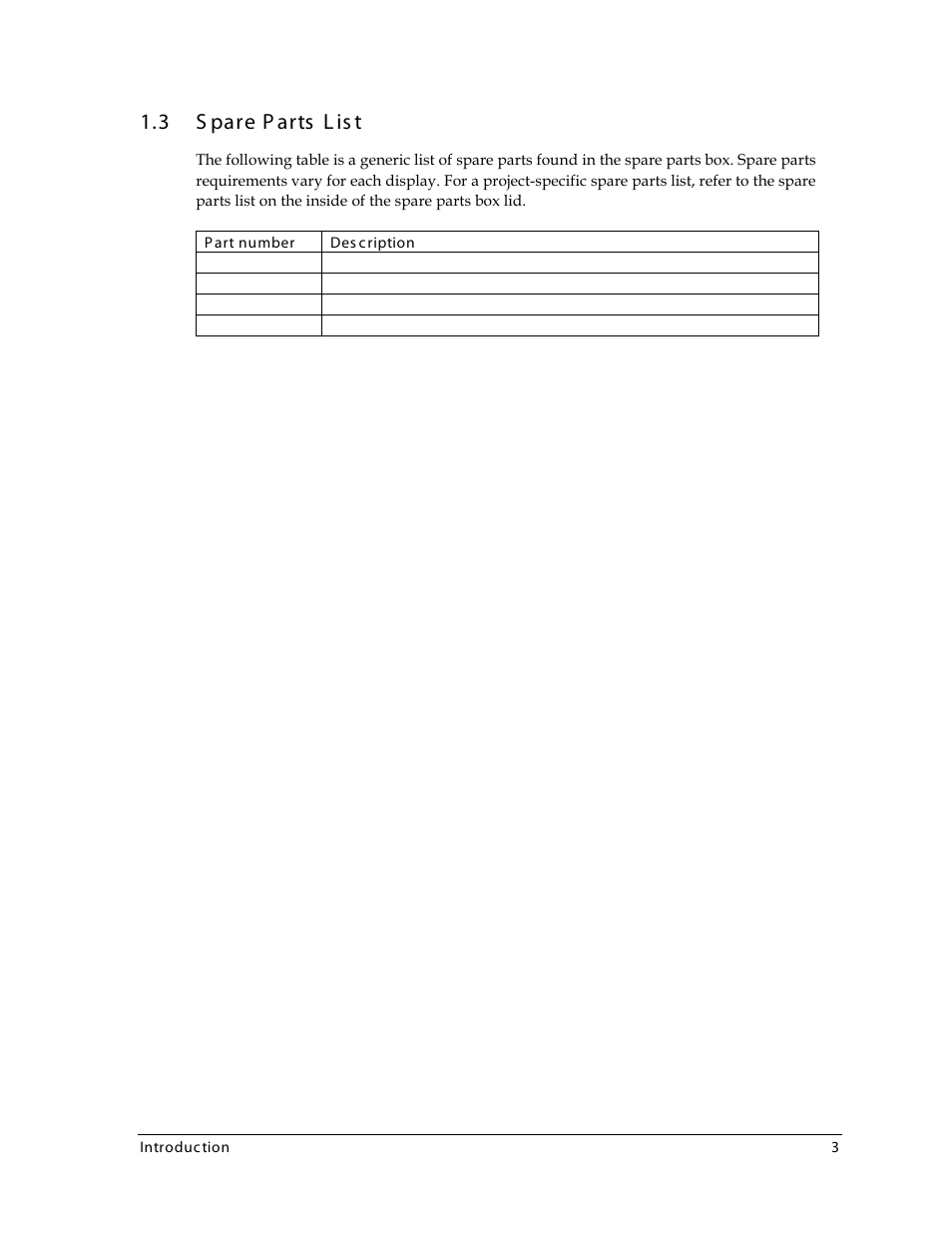 3 spare parts list, Spare parts list, 3 s pare p arts l is t | Daktronics 4000 Series Digital Billboard User Manual | Page 9 / 43