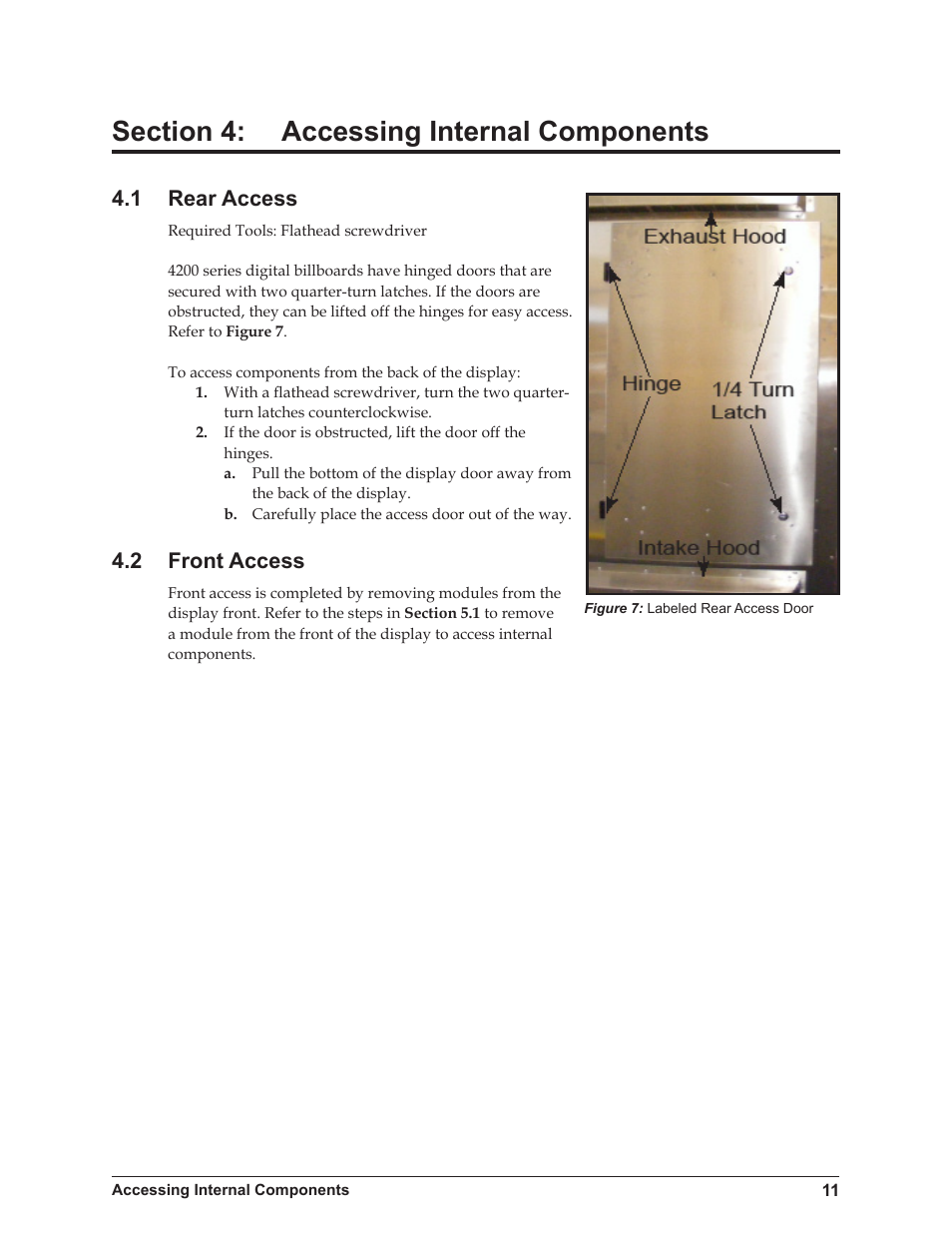 1 rear access, 2 front access | Daktronics 4200 Series Digital Billboard User Manual | Page 15 / 39