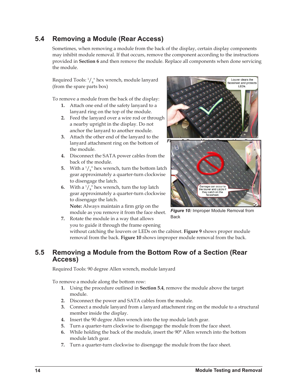 4 removing a module (rear access) | Daktronics 4200 Series Digital Billboard User Manual | Page 18 / 39