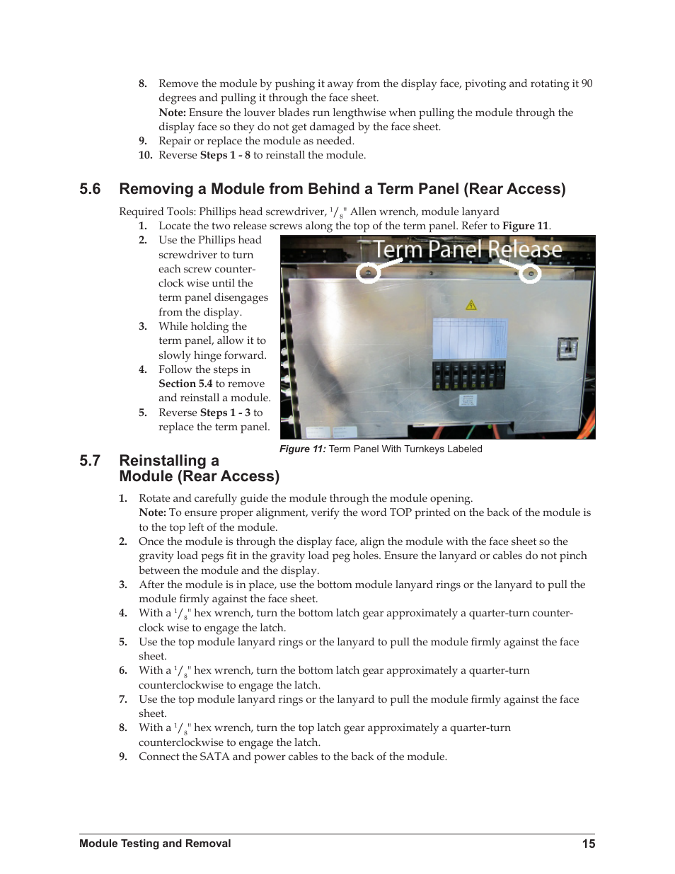 7 reinstalling a module (rear access) | Daktronics 4200 Series Digital Billboard User Manual | Page 19 / 39