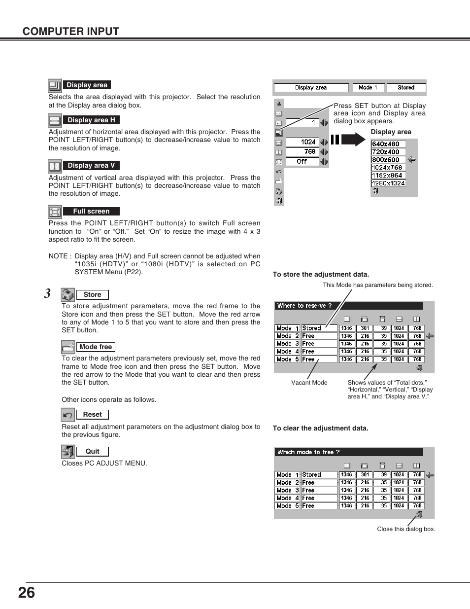 Computer input | Canon LV-X2 User Manual | Page 26 / 44