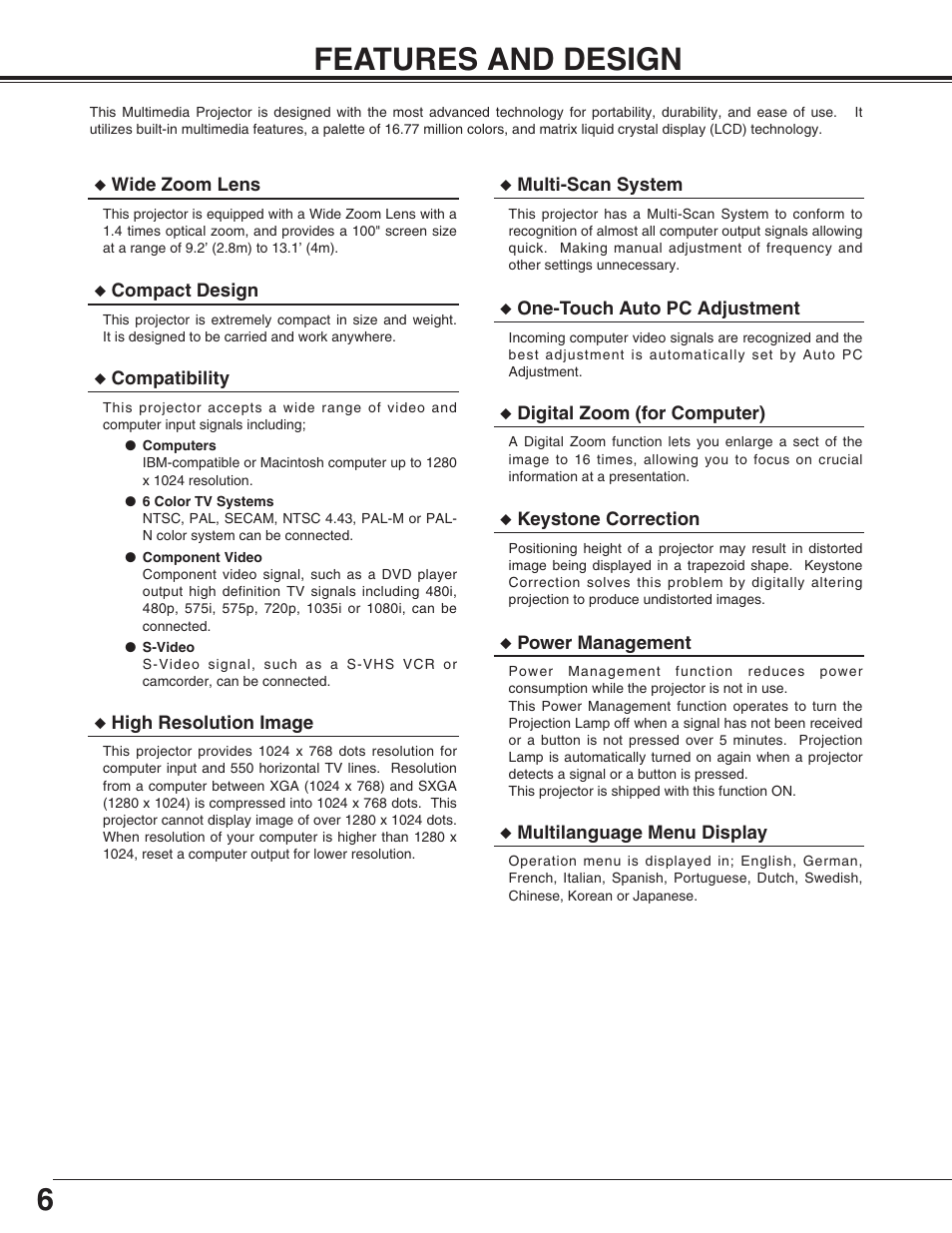 6features and design | Canon LV-X2 User Manual | Page 6 / 44