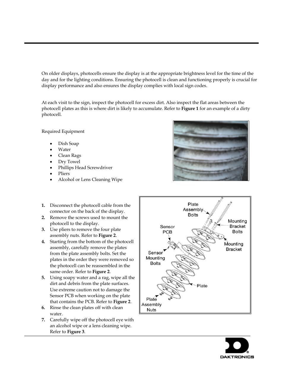 Daktronics Digital Billboard Photocell, Light Sensor, and Webcam Cleaning Procedures User Manual | 3 pages