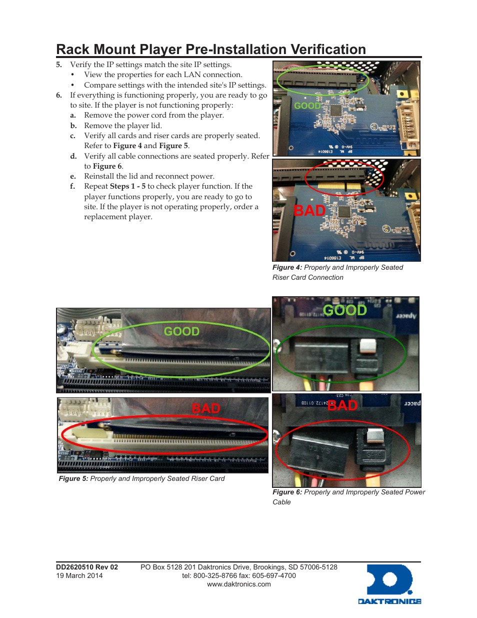 Rack mount player pre-installation verification | Daktronics Rack Mount Player User Manual | Page 2 / 2