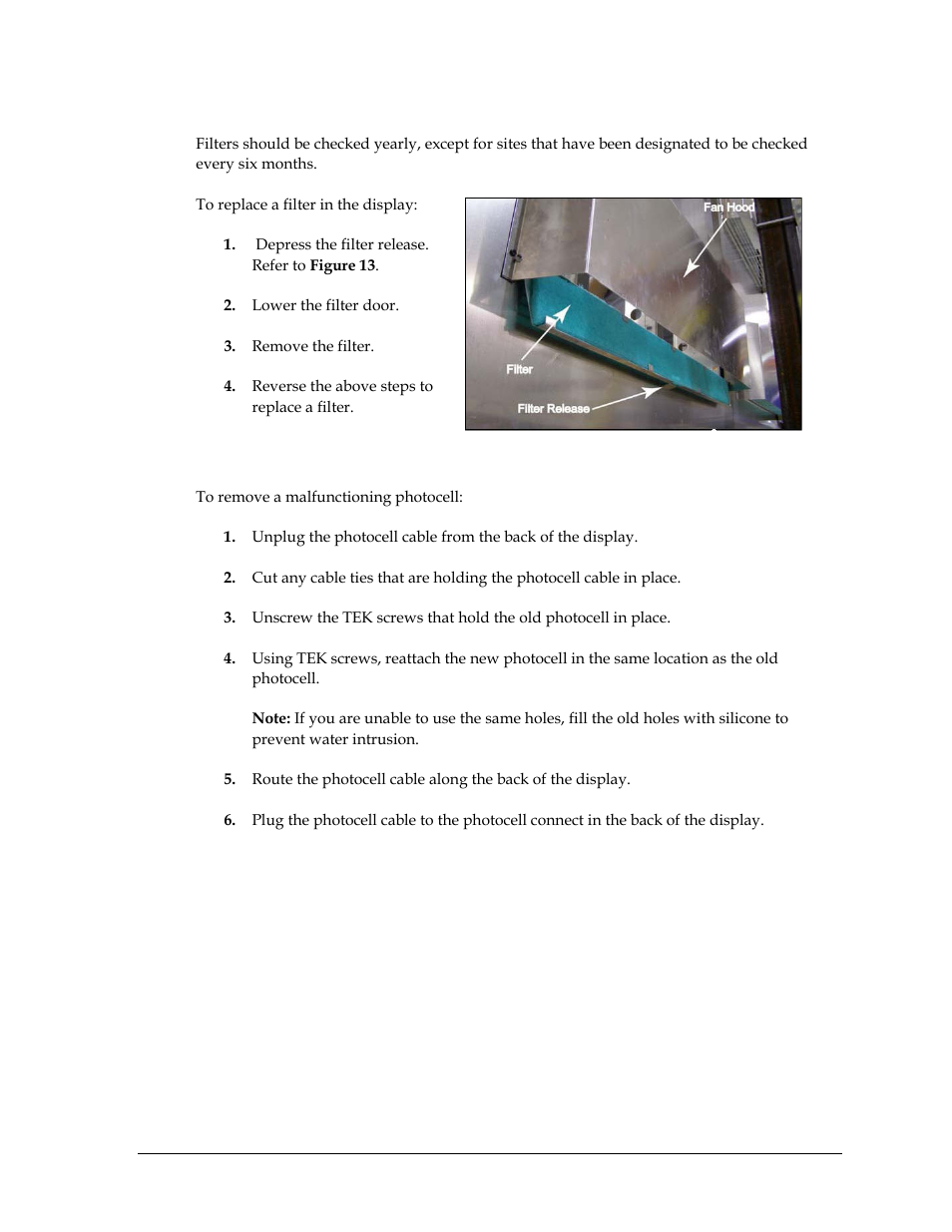 Filters, Photo/temp cell | Daktronics Valo Digital Billboard User Manual | Page 31 / 51