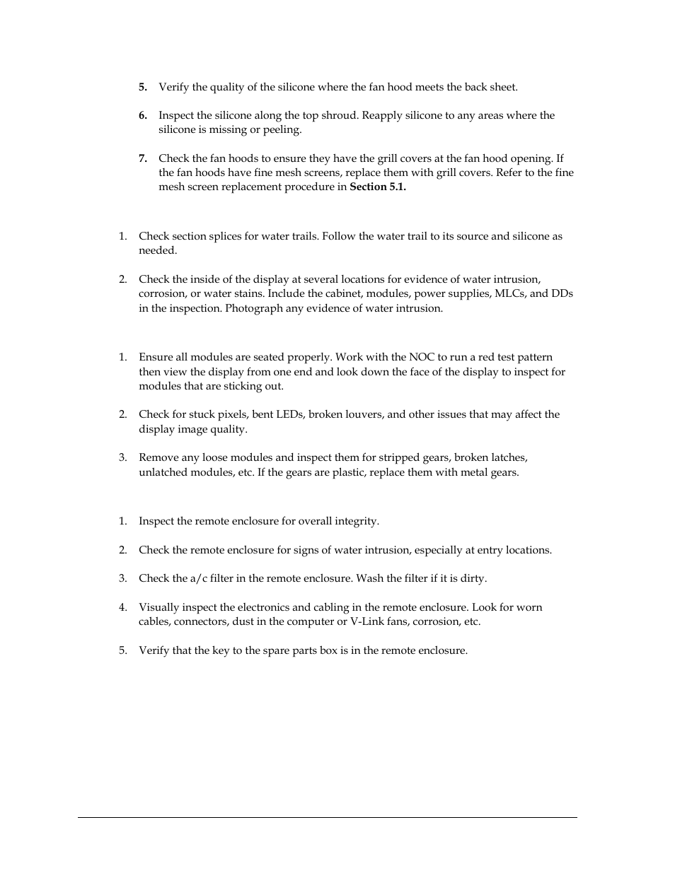 Water intrusion inspection, Modules, Remote enclosure | Daktronics Valo Digital Billboard User Manual | Page 38 / 51