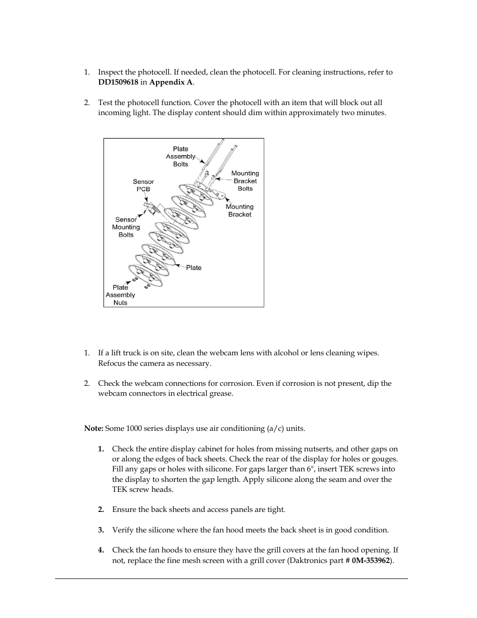 Photocell, Webcam, Display cabinet | Daktronics Valo Digital Billboard User Manual | Page 40 / 51