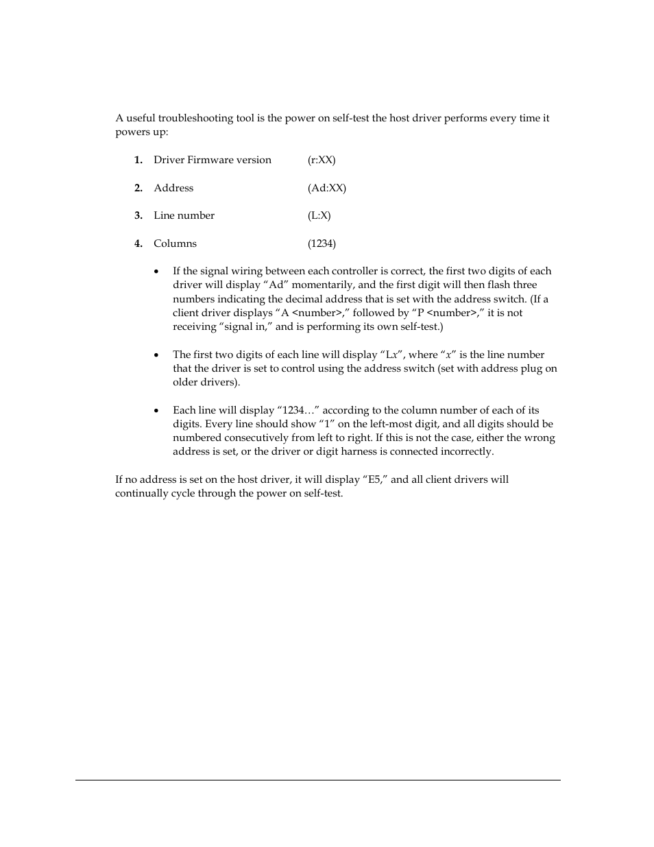 Power on self-test | Daktronics DataTime Outdoor LED Time & Temperature Displays User Manual | Page 24 / 53