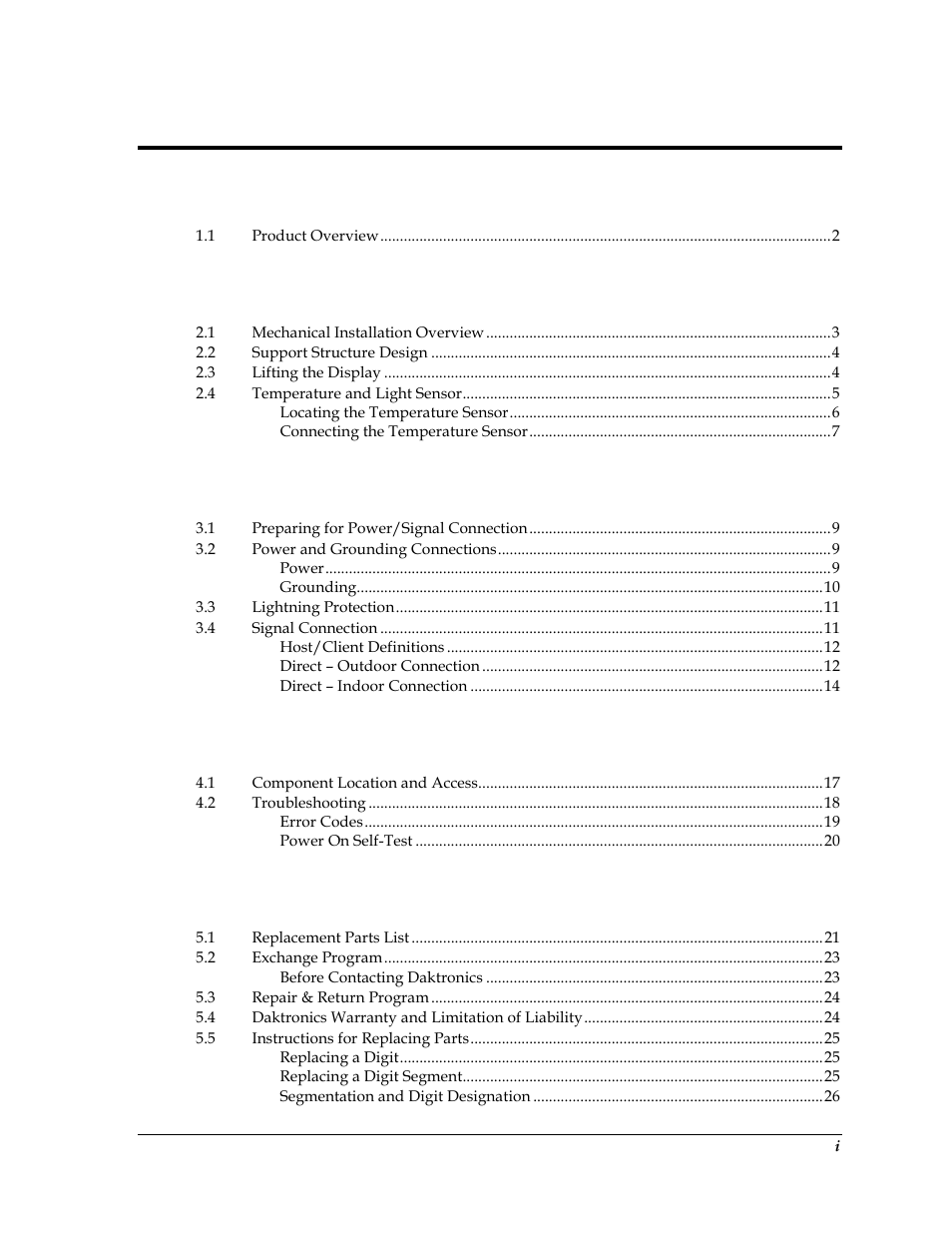 Daktronics DataTime Outdoor LED Time & Temperature Displays User Manual | Page 3 / 53