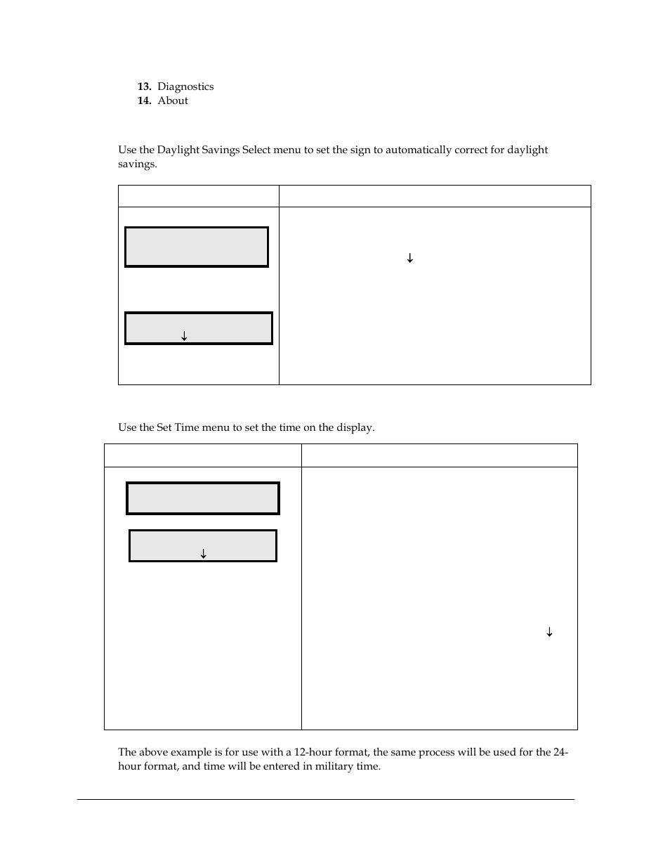 Daylight savings setting, Set time | Daktronics DataTime Outdoor LED Time & Temperature Displays User Manual | Page 36 / 53