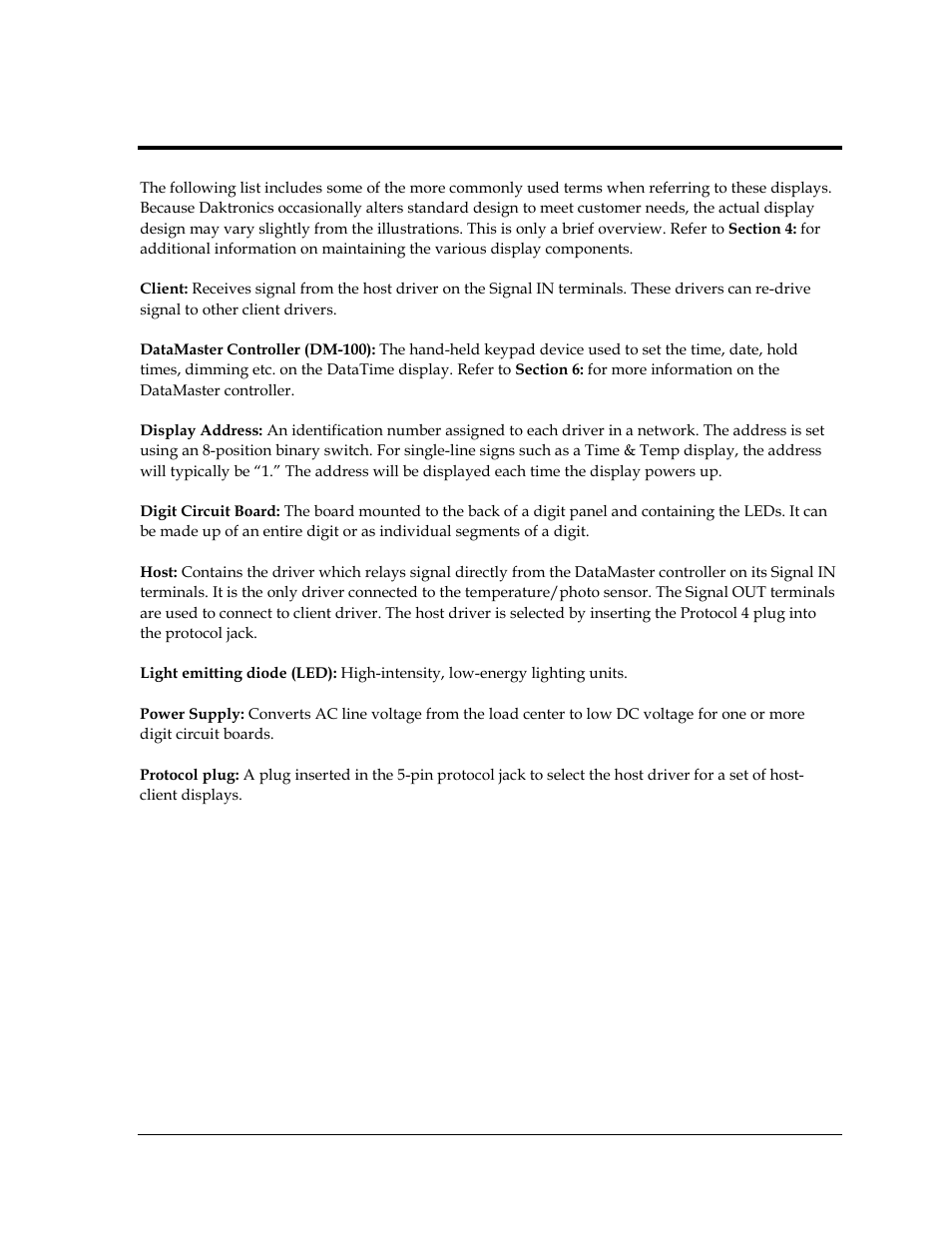 Glossary | Daktronics DataTime Outdoor LED Time & Temperature Displays User Manual | Page 45 / 53